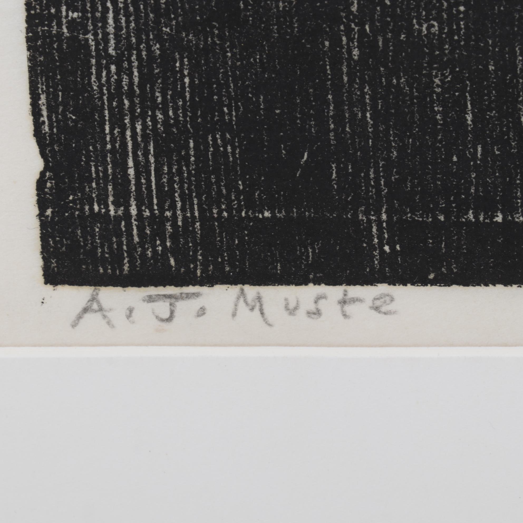 Sidney Chafetz Woodcut "A. J. Muste," 1967