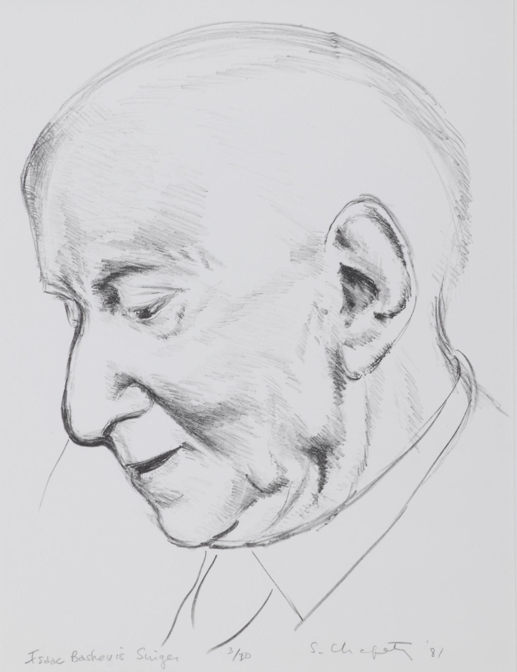Sidney Chafetz Lithograph "Isaac Bashevis Singer," 1981