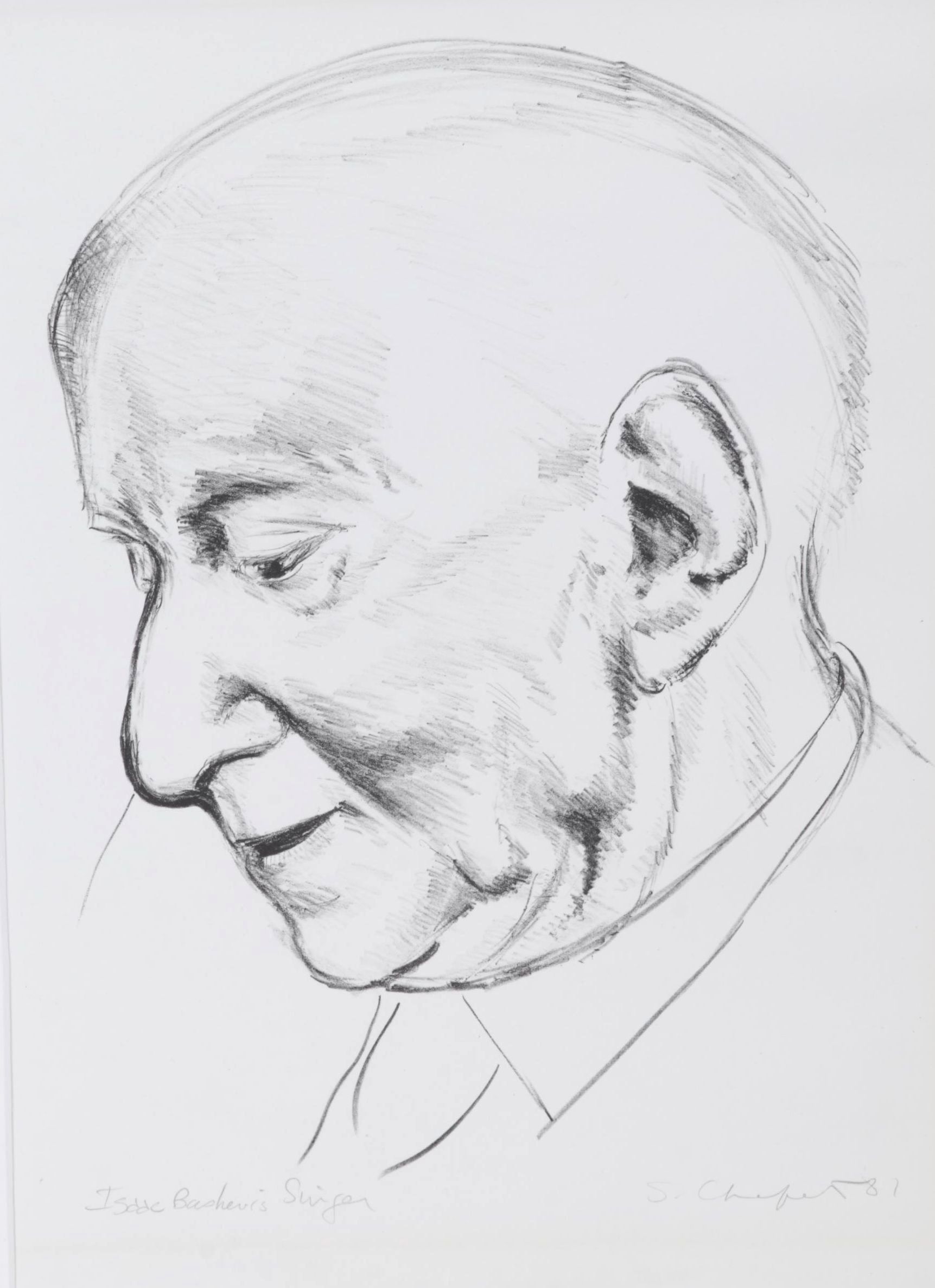Sidney Chafetz Lithograph "Isaac Bashevis Singer," 1981