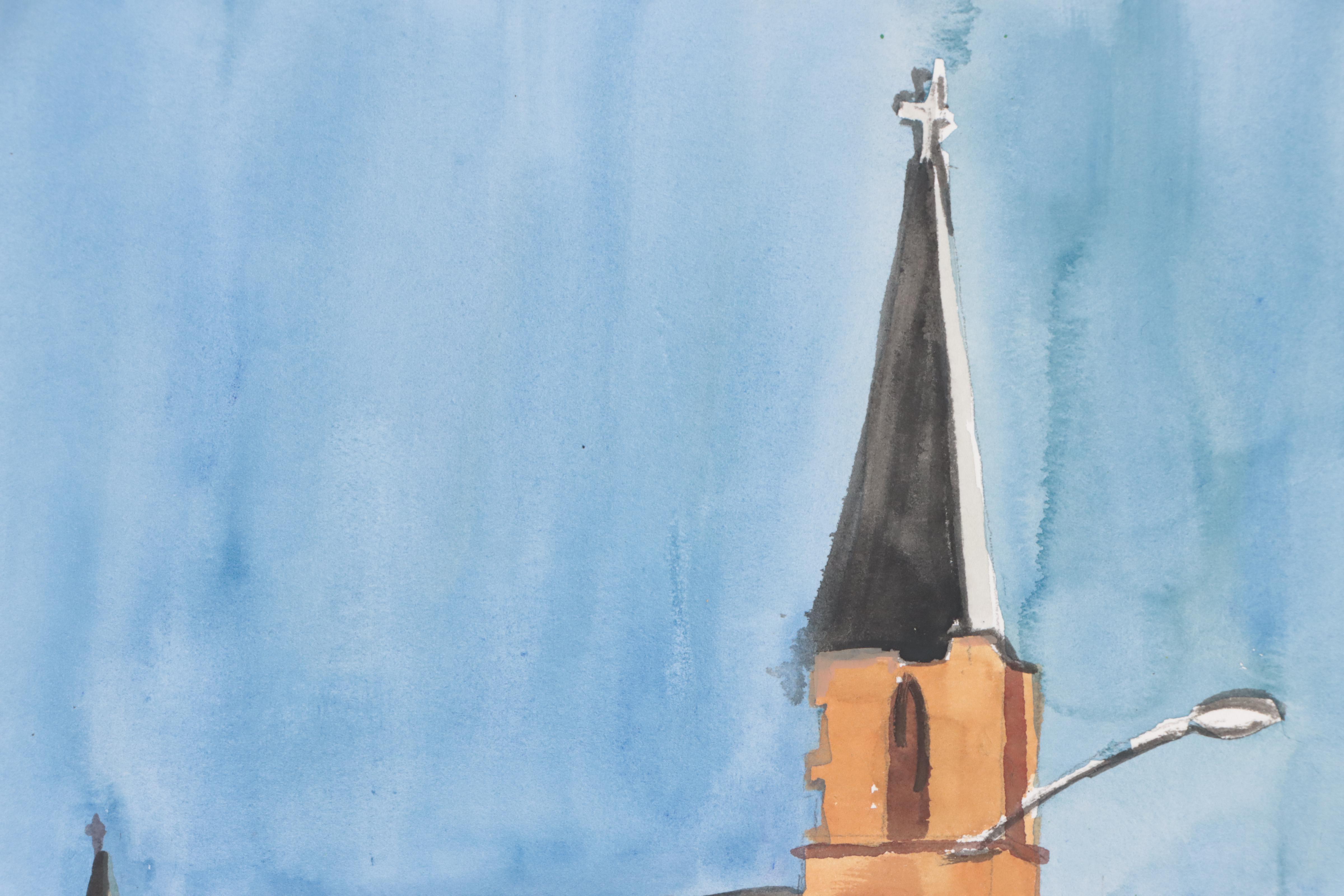 Kathleen Zimbicki Watercolor Painting of Church, 2021