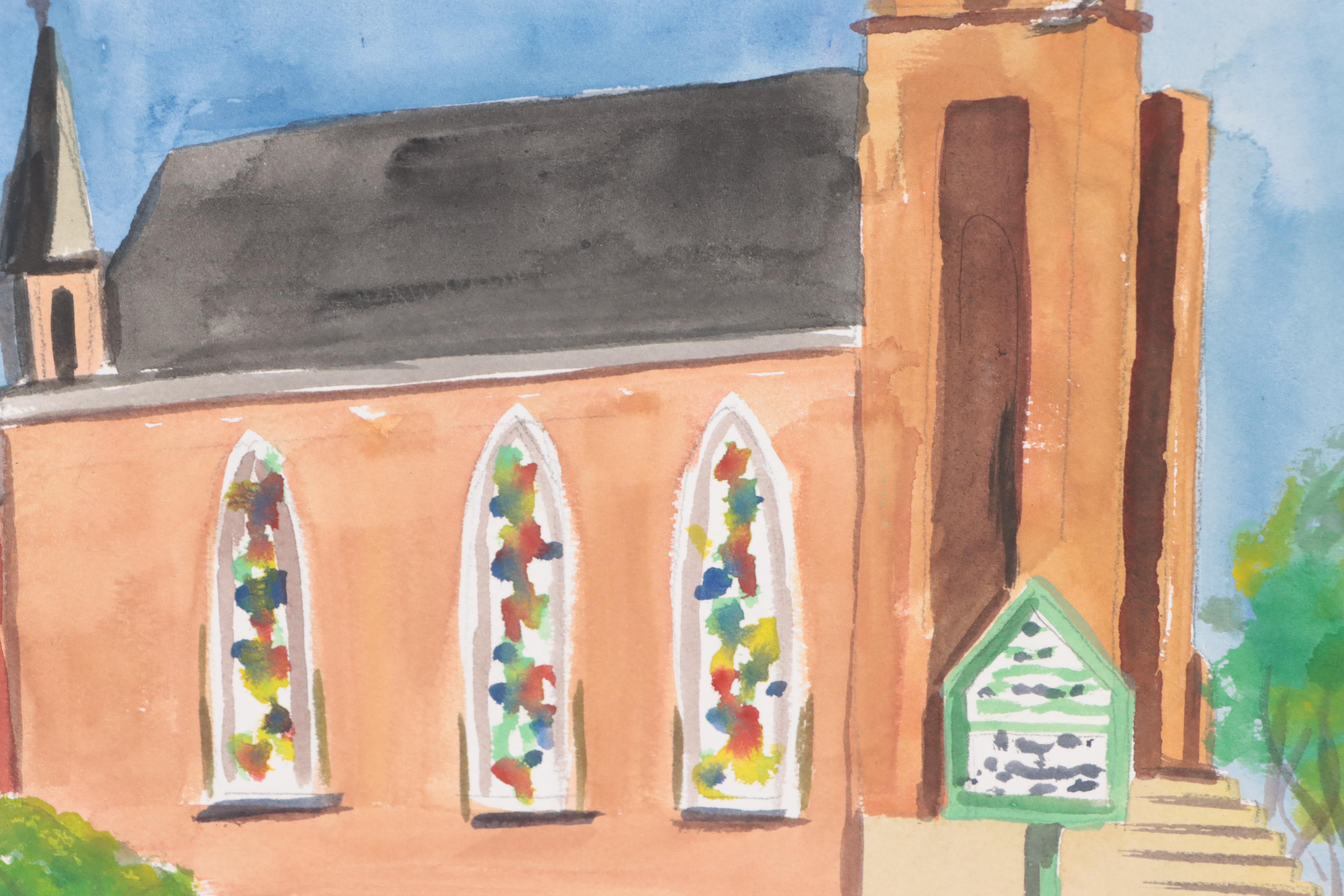 Kathleen Zimbicki Watercolor Painting of Church, 2021