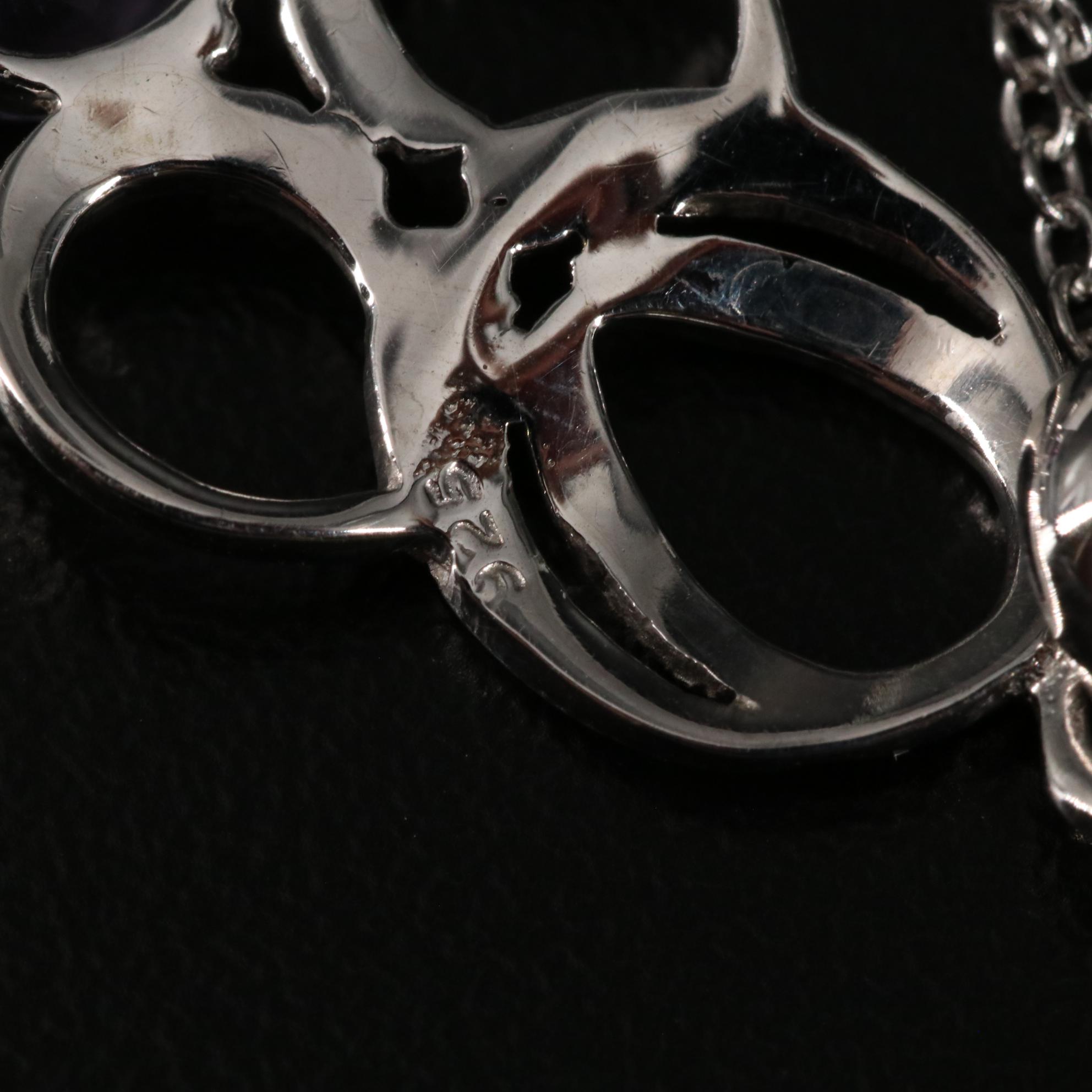 Sterling Amethyst Hoop Pendant Necklace