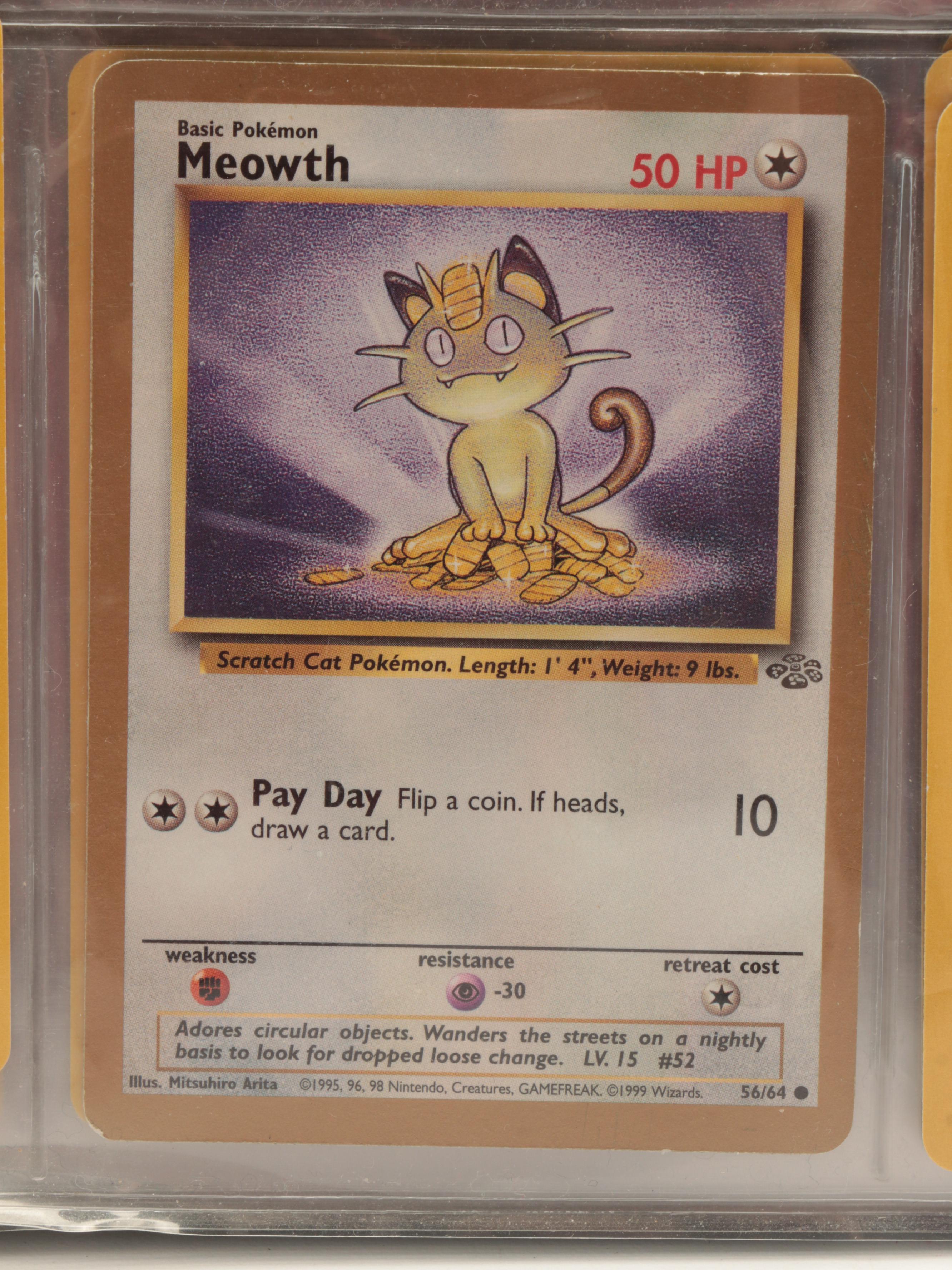 Pokémon and Digimon Trading Cards with Meowth Fruit Roll Up Promo 1990s–2000s