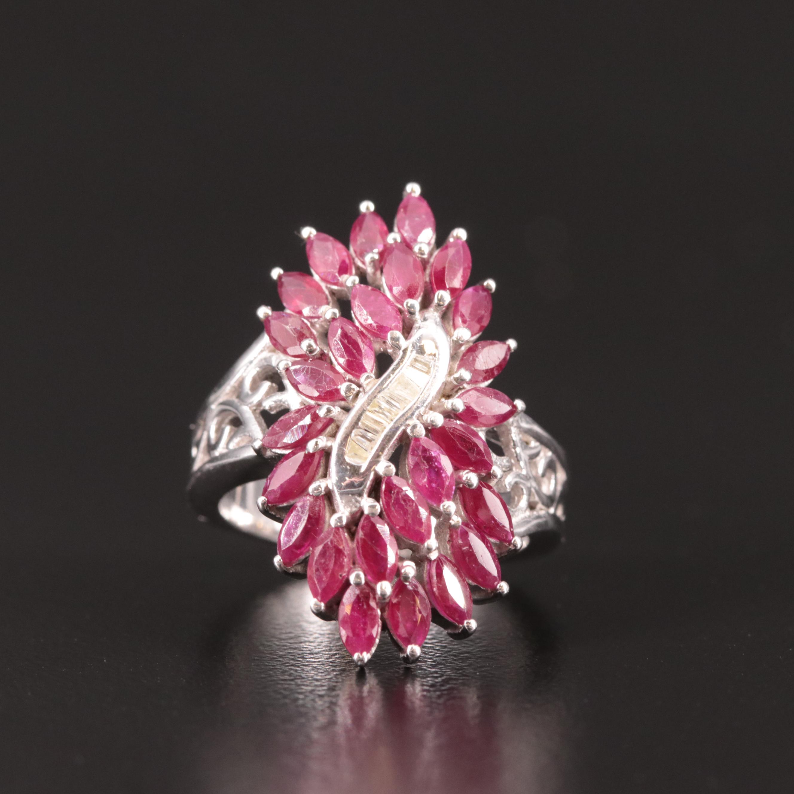Sterling Ruby and Diamond Ring
