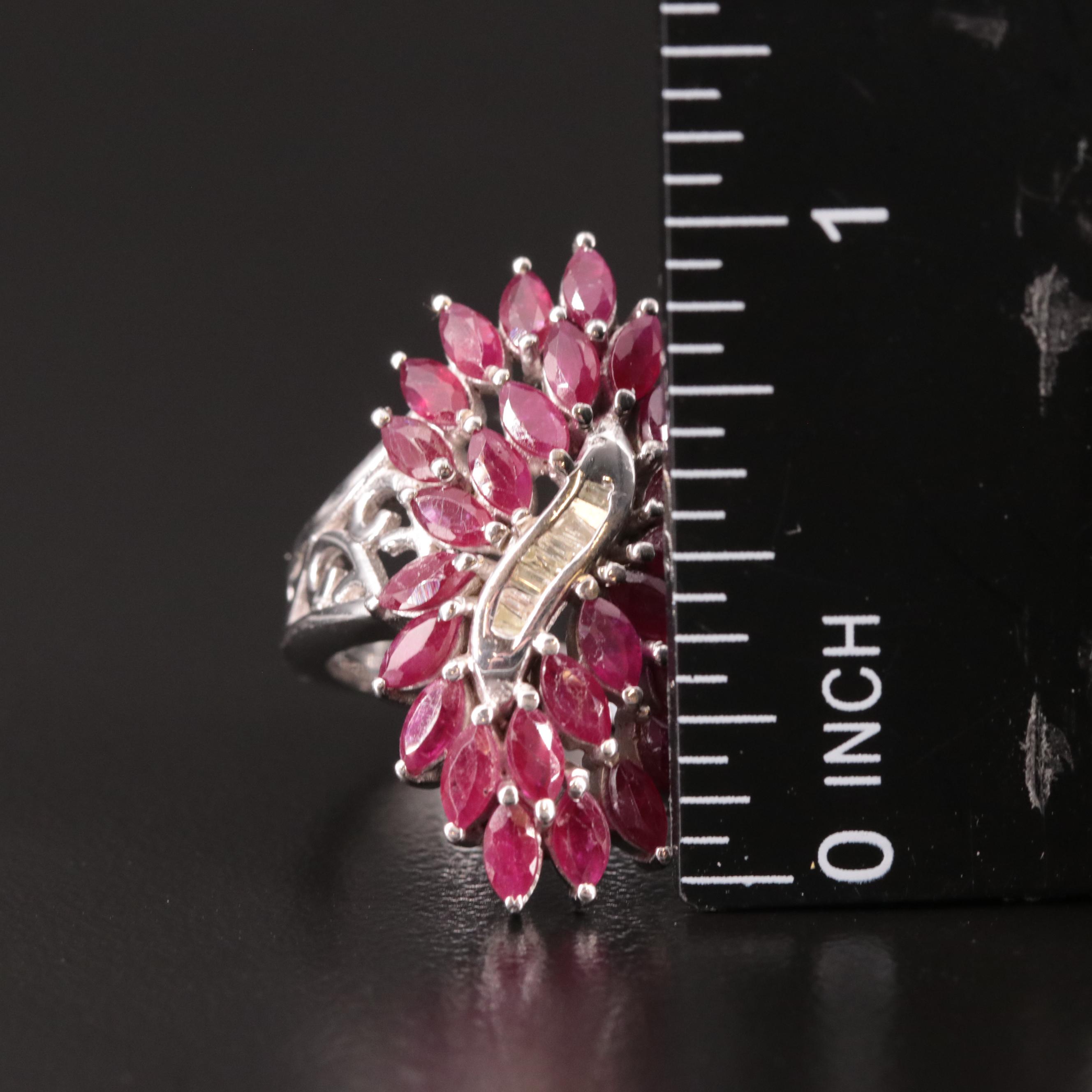 Sterling Ruby and Diamond Ring