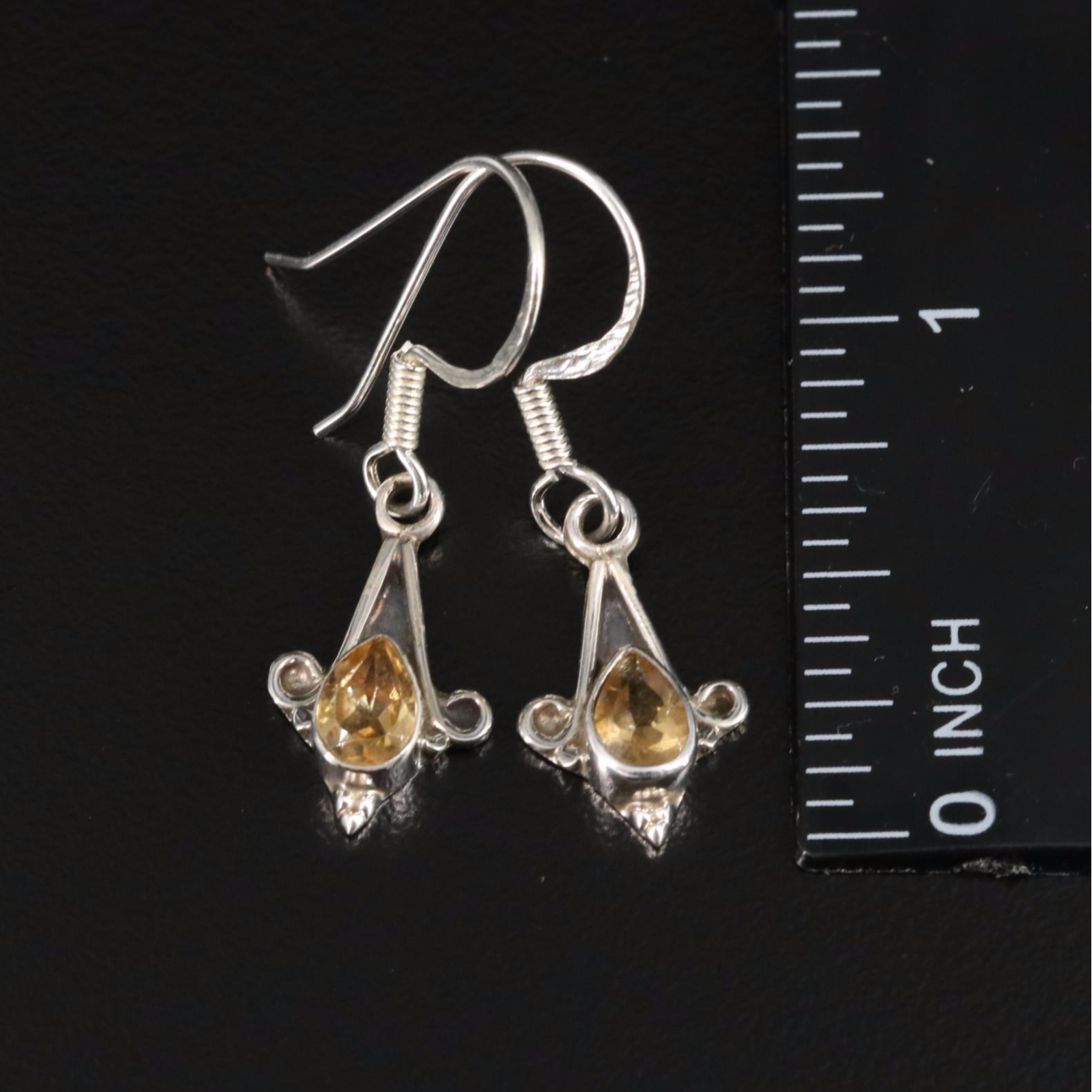 Sterling Citrine Drop Earrings