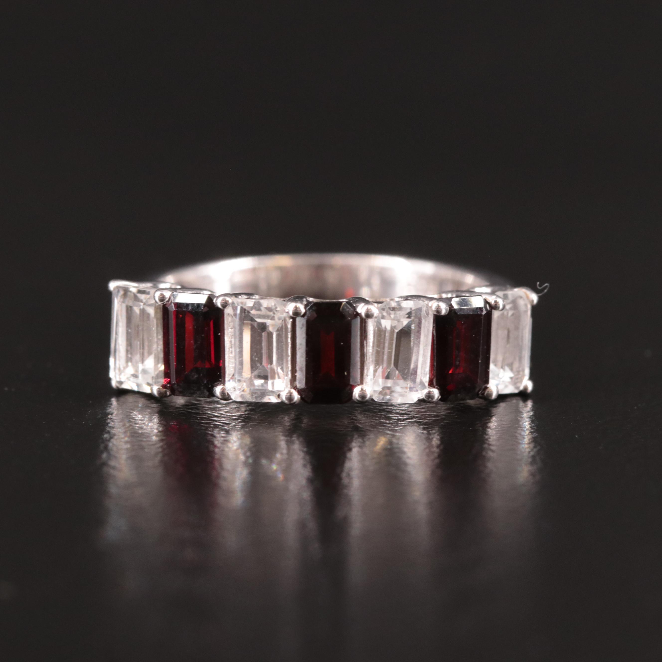 Sterling Garnet and White Topaz Ring