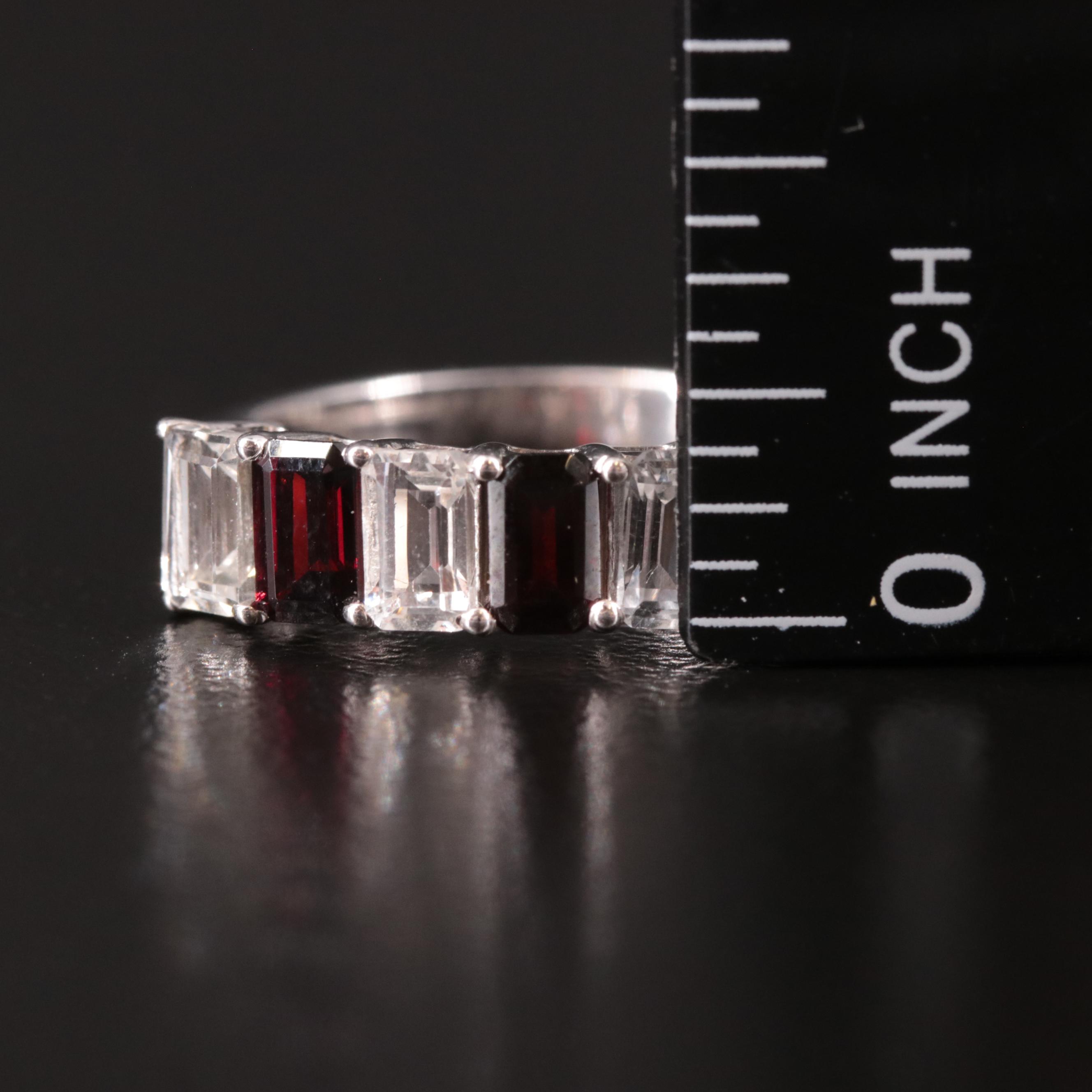 Sterling Garnet and White Topaz Ring