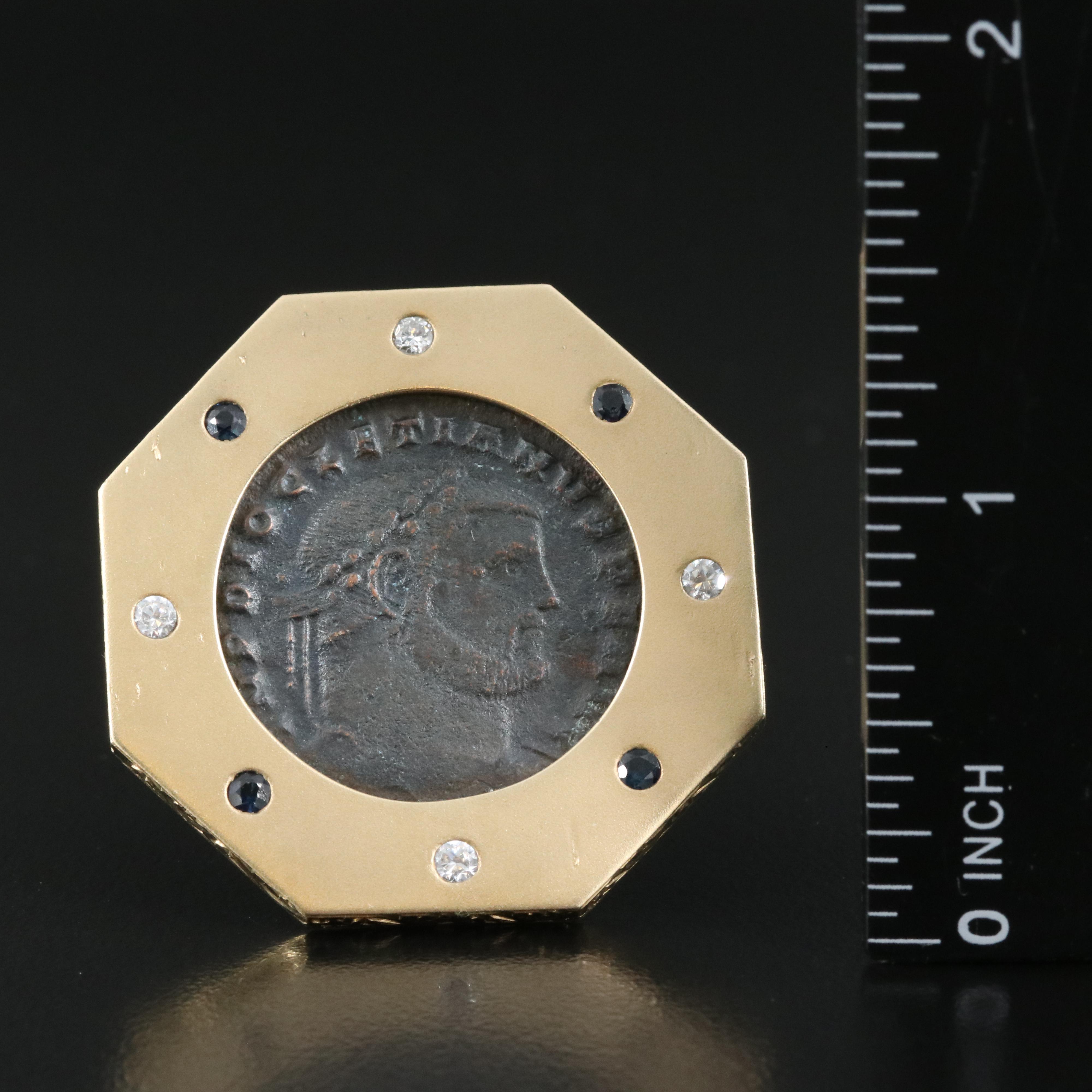 14K Earrings with Ancient Roman Imperial Follis Coins of Diocletian and Maximian