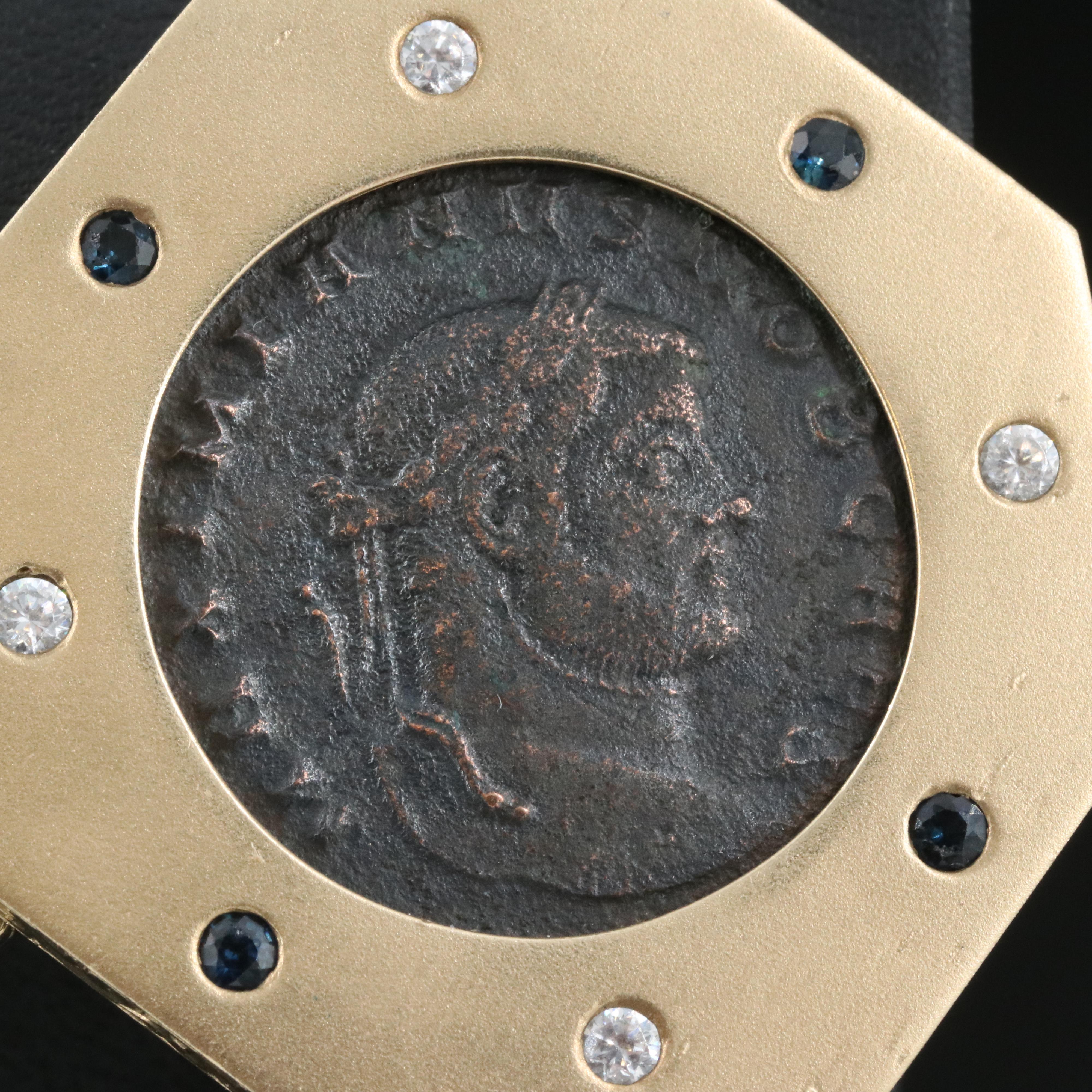 14K Earrings with Ancient Roman Imperial Follis Coins of Diocletian and Maximian