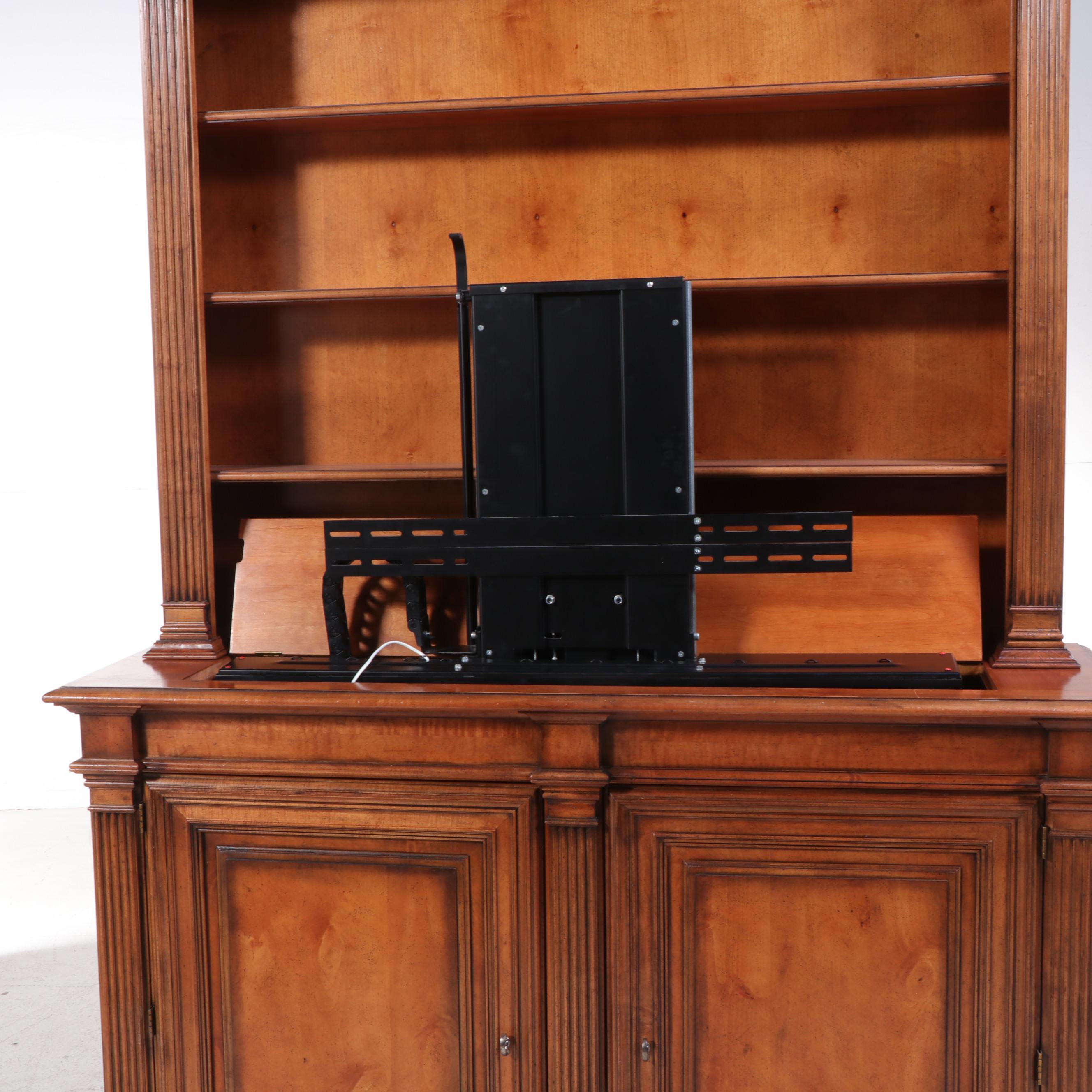 Henredon Neoclassical Style Pine Retractable Television Cabinet