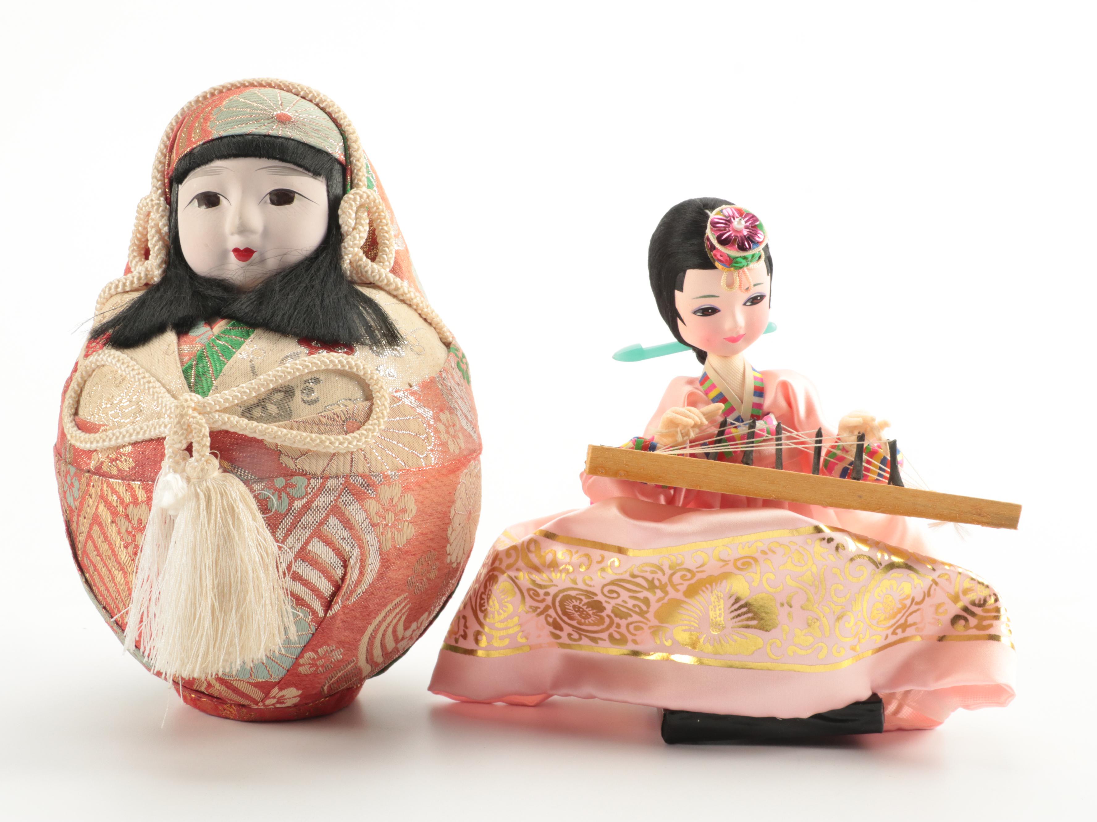 Japanese Wedding Roly Poly and Other Dolls, Mid to Late 20th Century