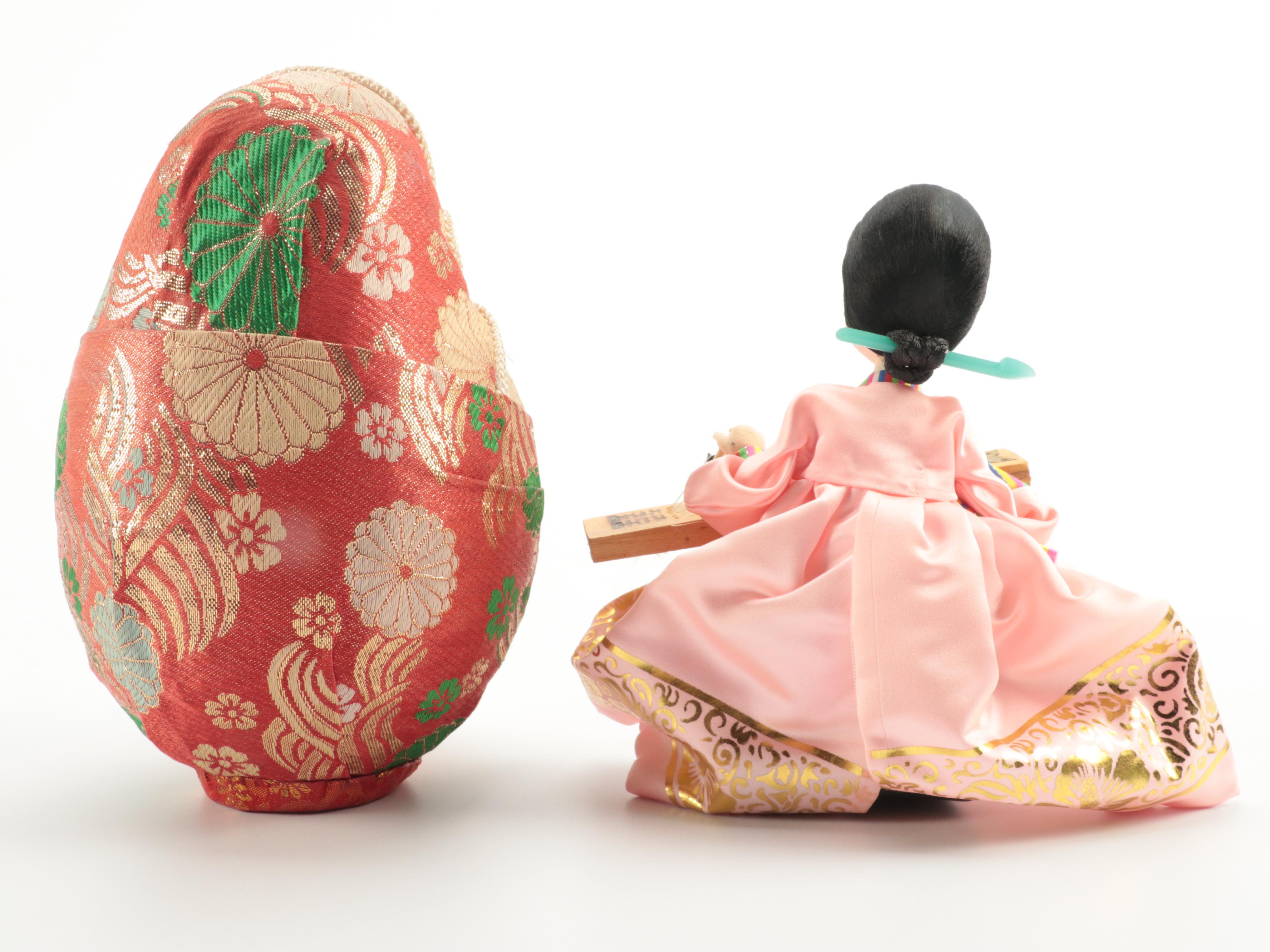 Japanese Wedding Roly Poly and Other Dolls, Mid to Late 20th Century