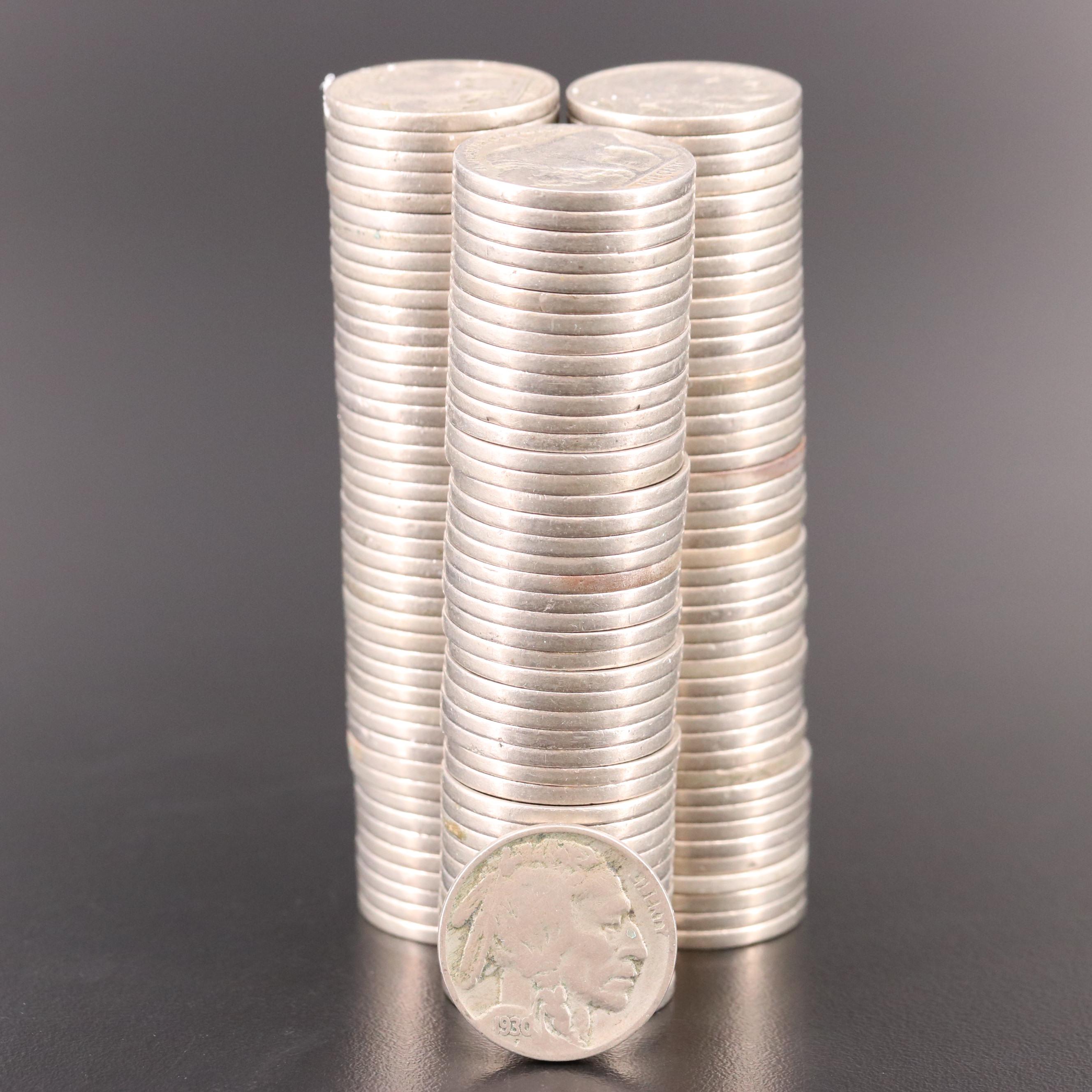 132 Buffalo Nickels, All With Dates