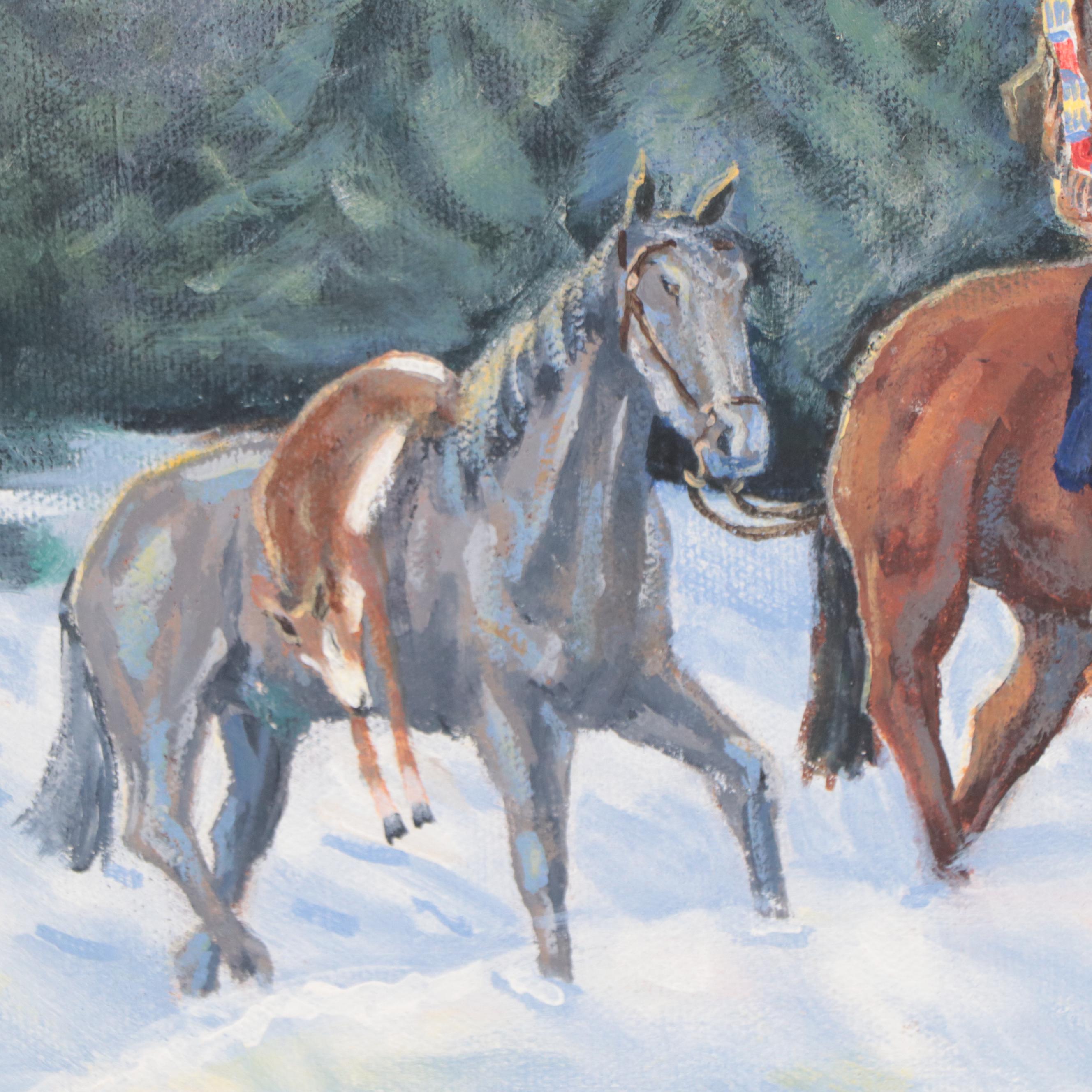 Samson I. Crew Oil Painting of Native American Figure On Horseback, 1996