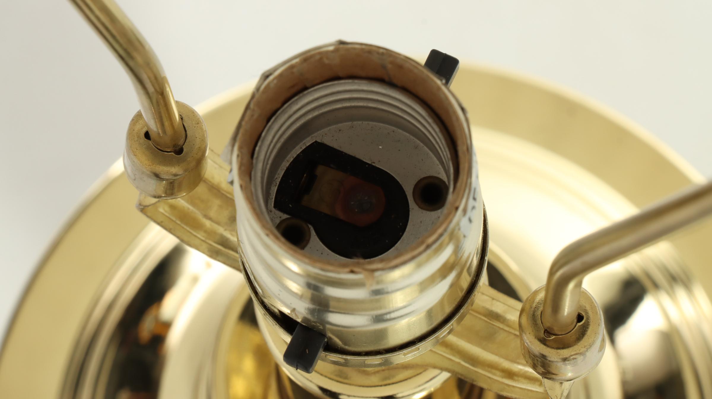 Pair of Ivory Enamel and Brass Colored Table Lamps, Late 20th Century