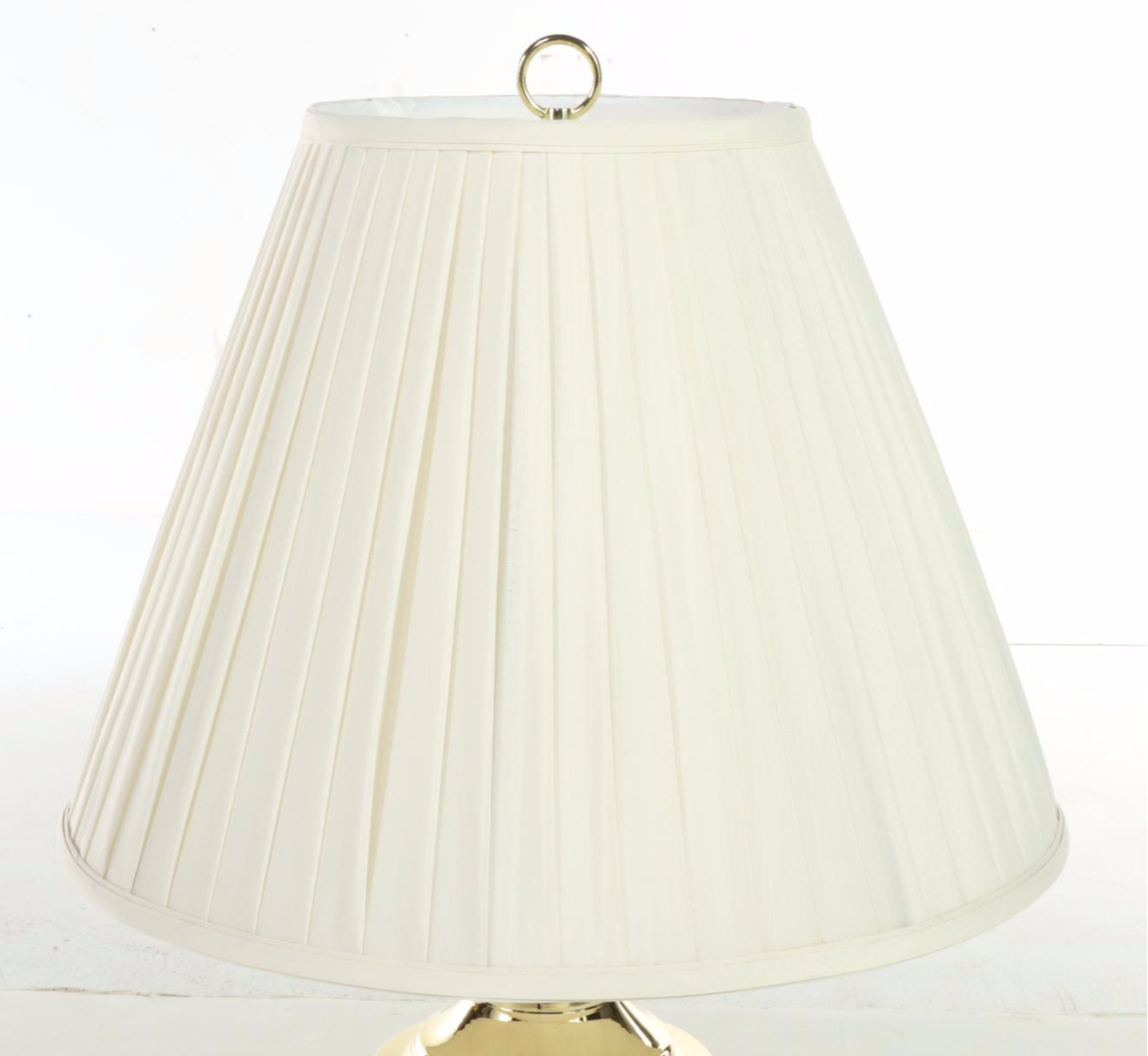 Pair of Ivory Enamel and Brass Colored Table Lamps, Late 20th Century