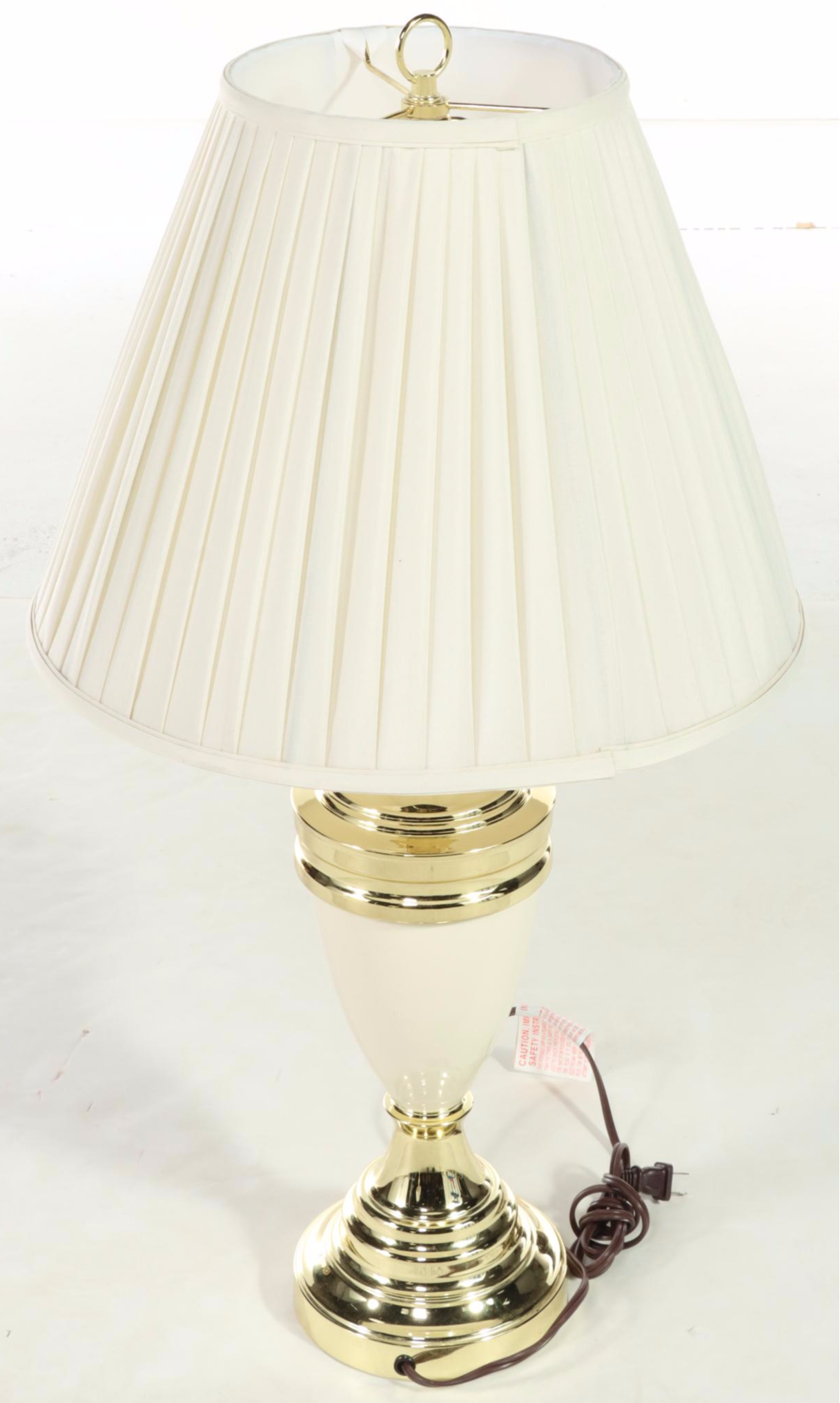 Pair of Ivory Enamel and Brass Colored Table Lamps, Late 20th Century