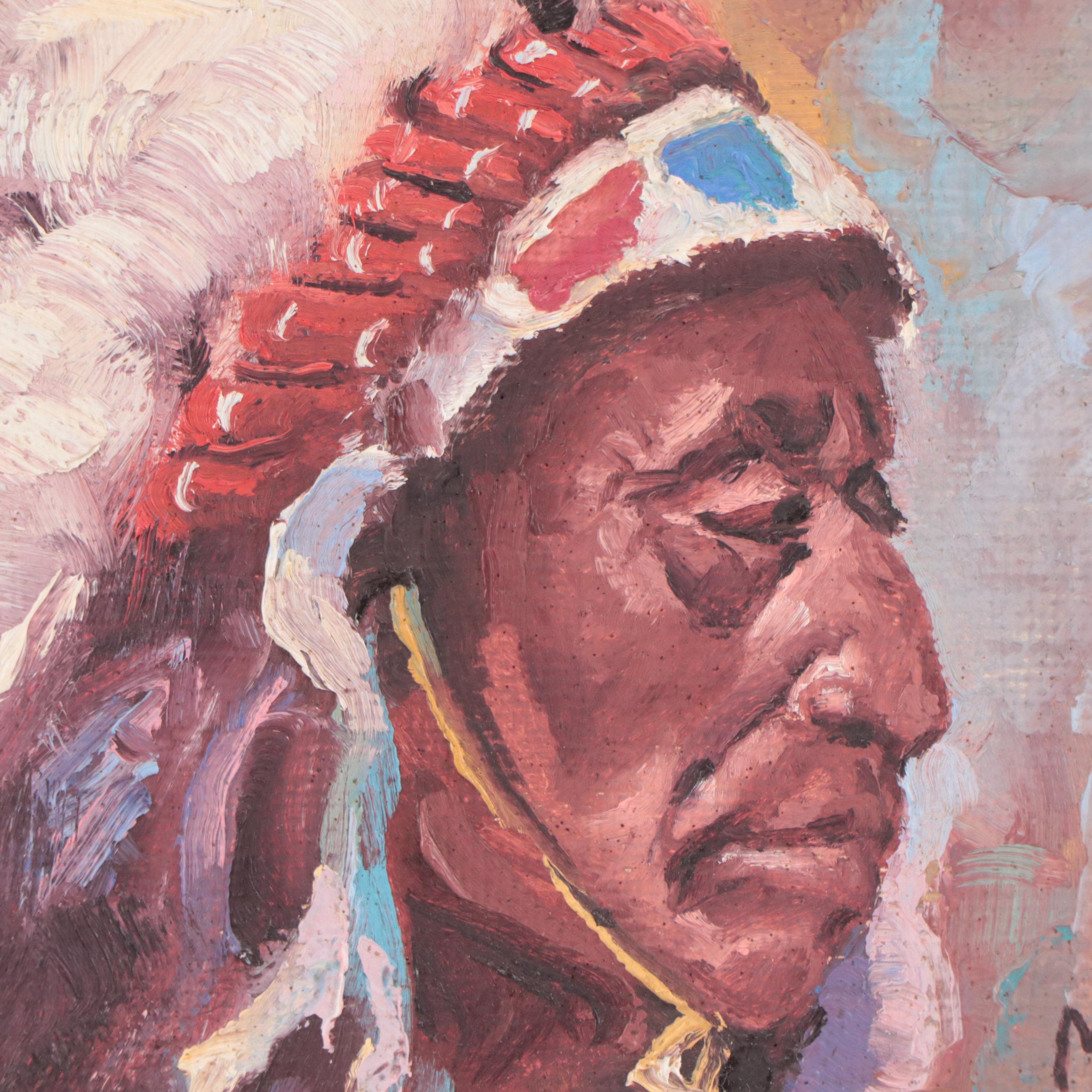 Oil Painting of Native American Portrait