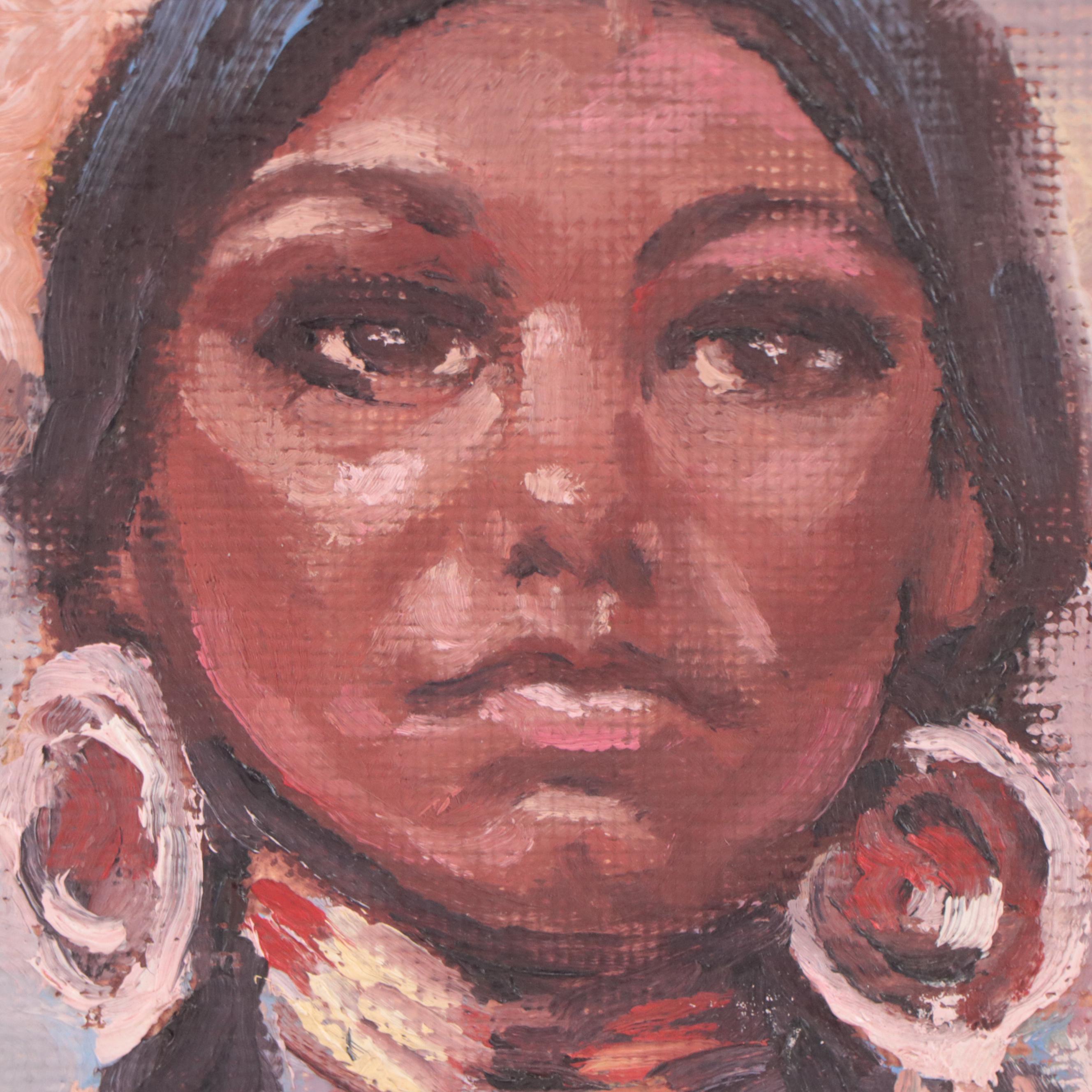 Oil Painting of Native American Portrait