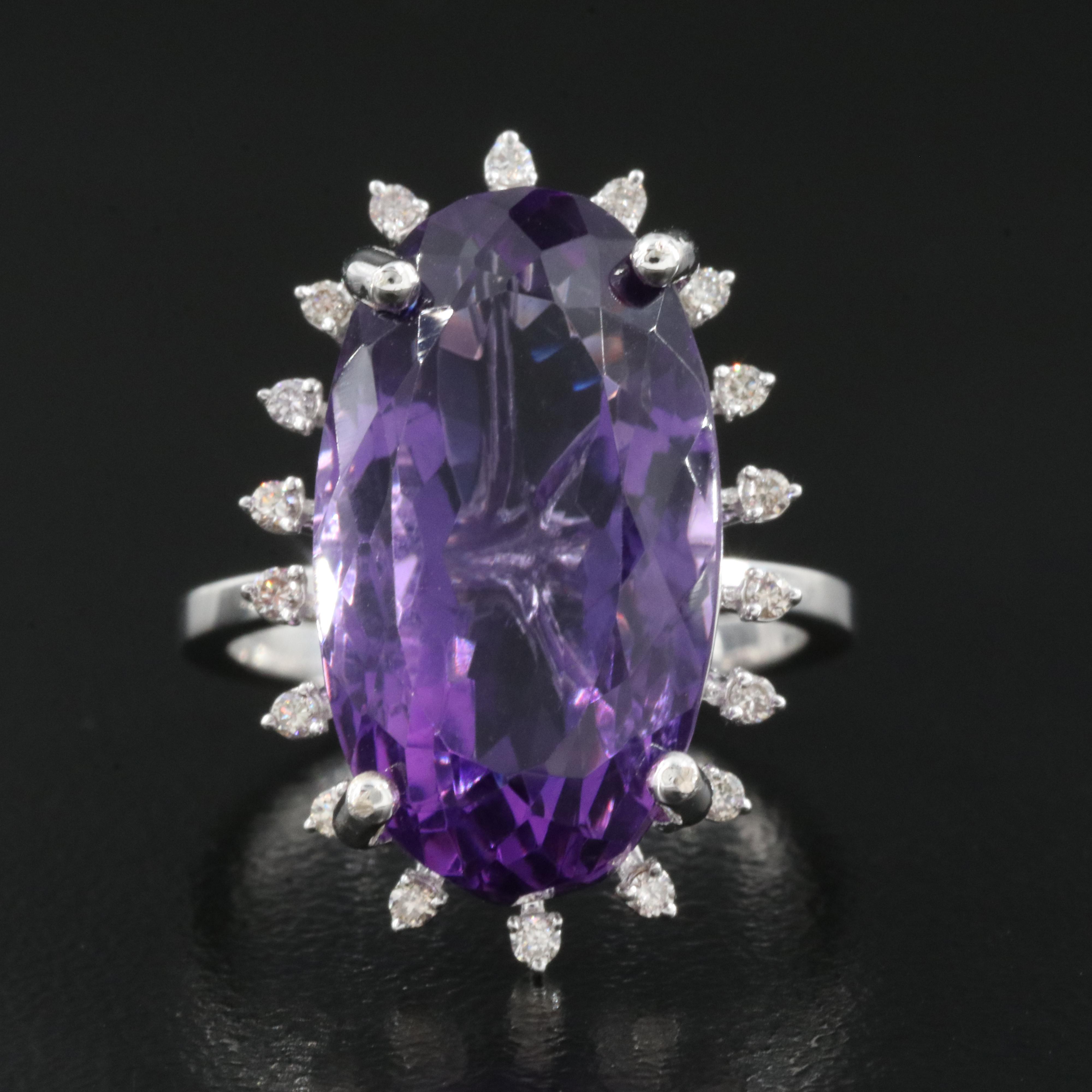 14K 16.08 CT Amethyst and Diamond Ring