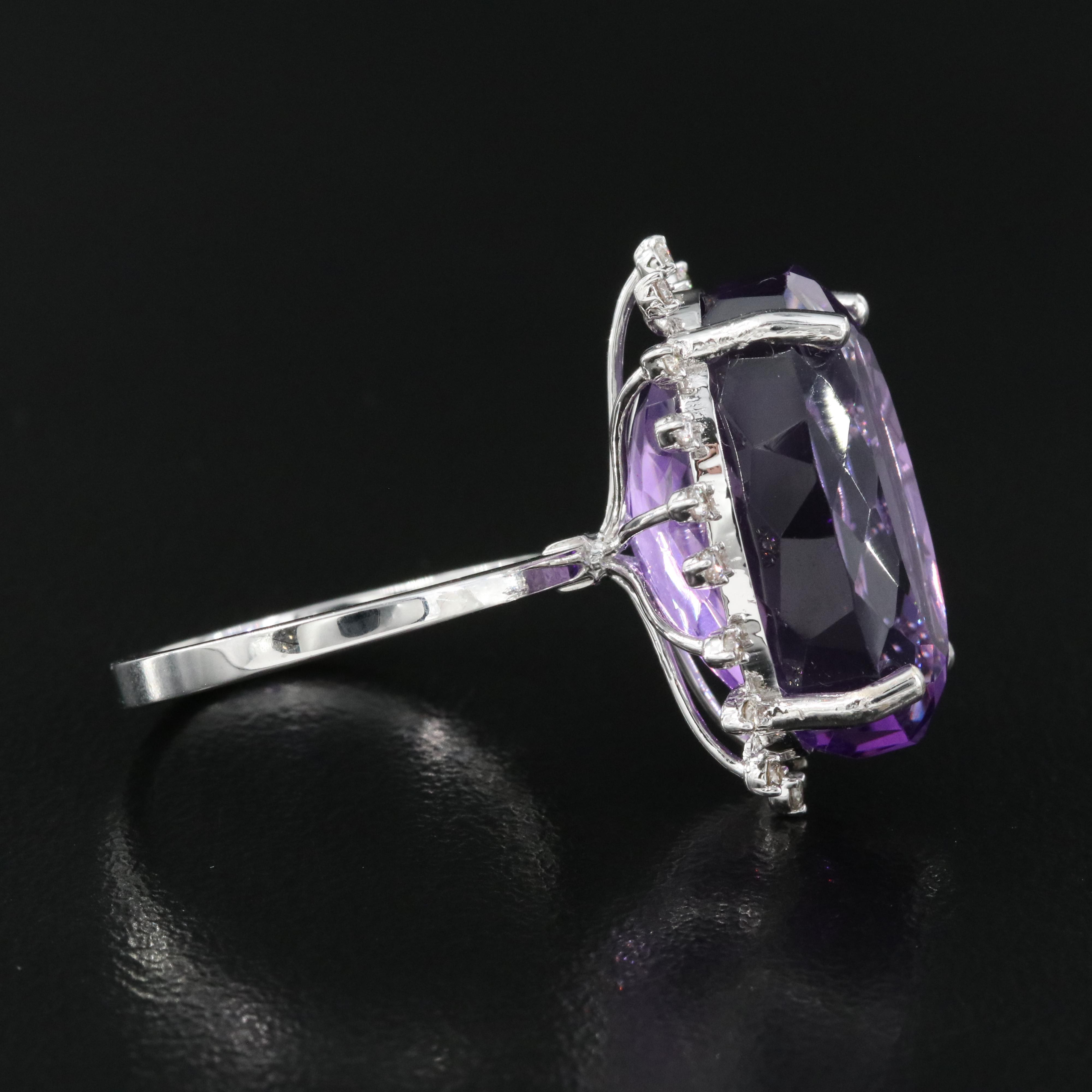 14K 16.08 CT Amethyst and Diamond Ring