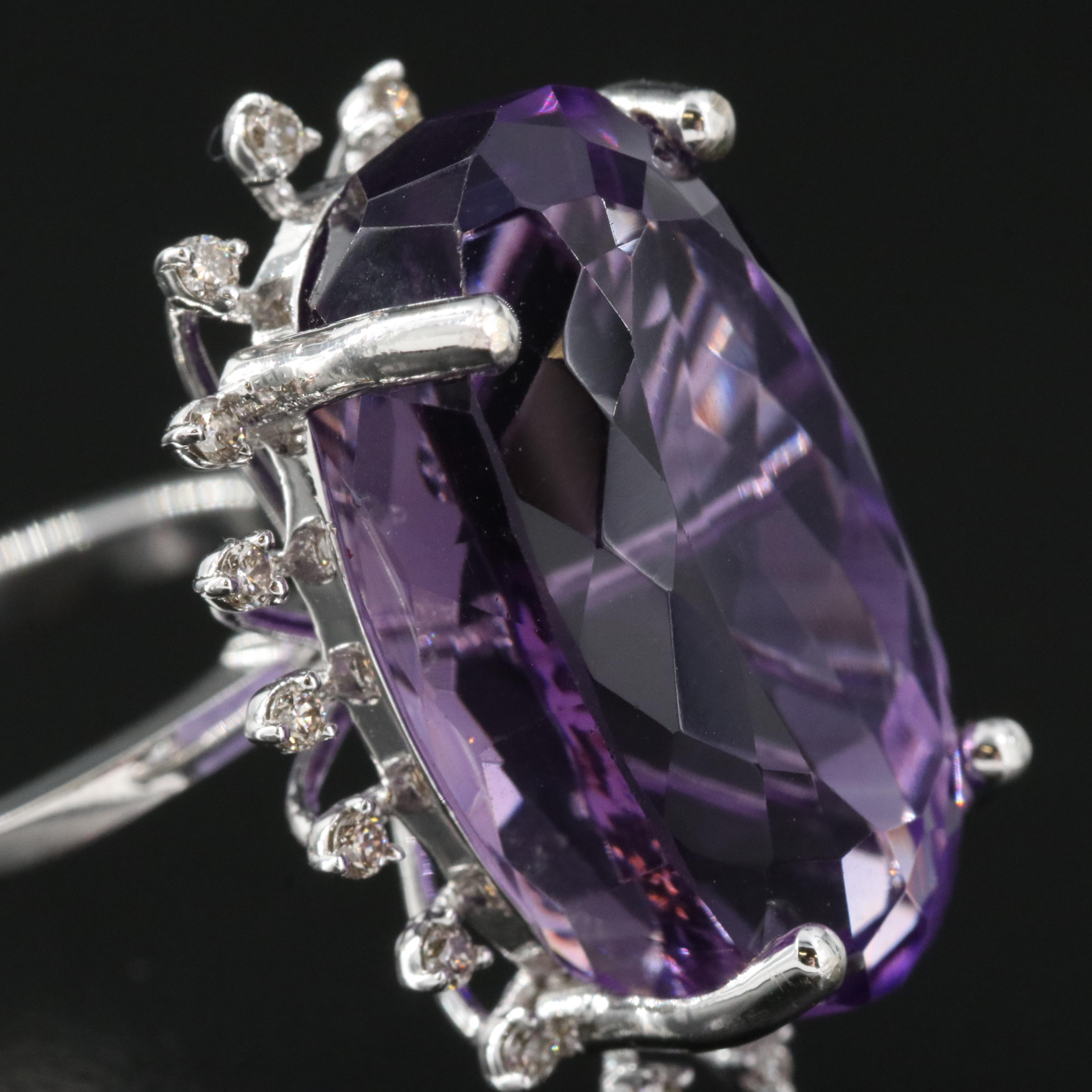 14K 16.08 CT Amethyst and Diamond Ring
