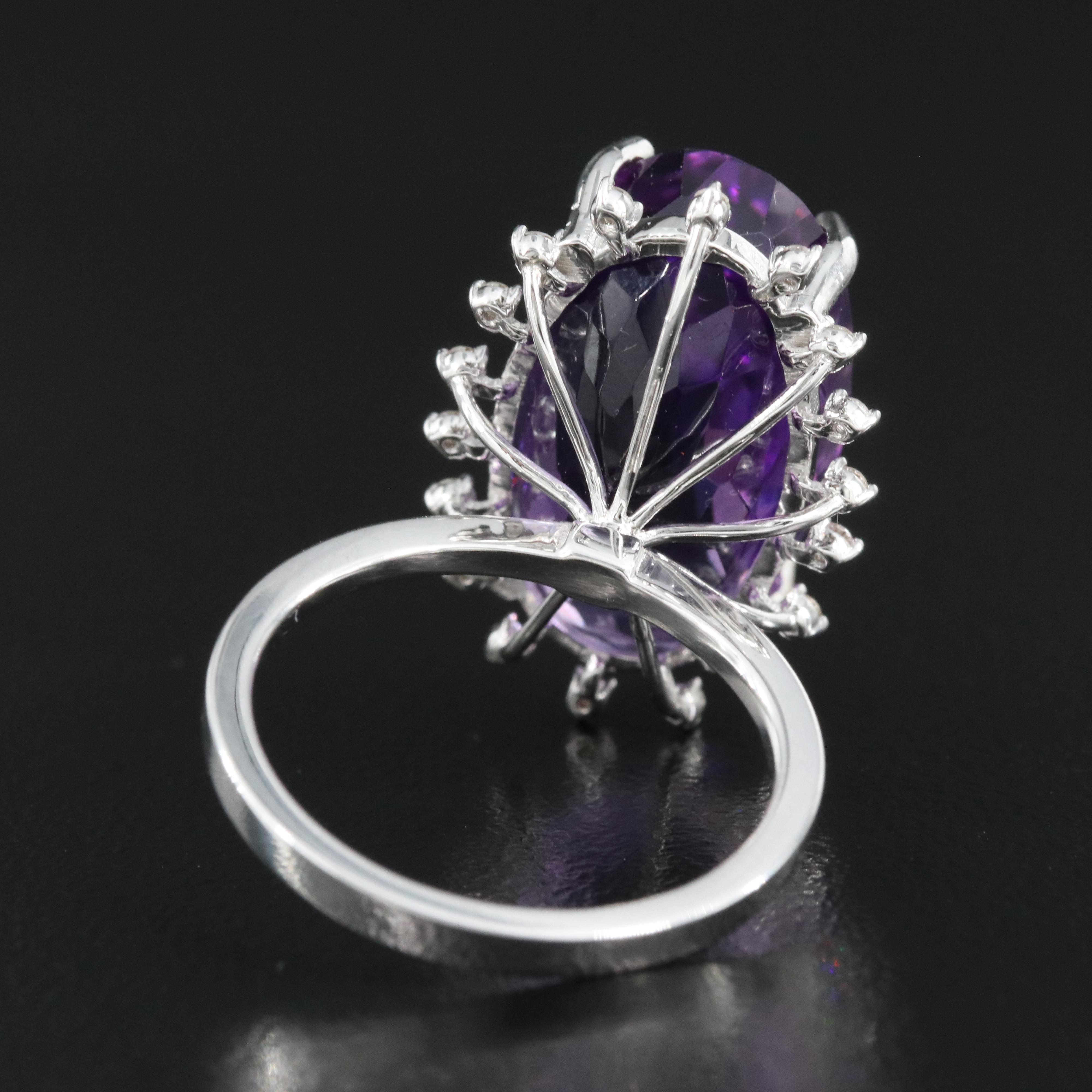 14K 16.08 CT Amethyst and Diamond Ring