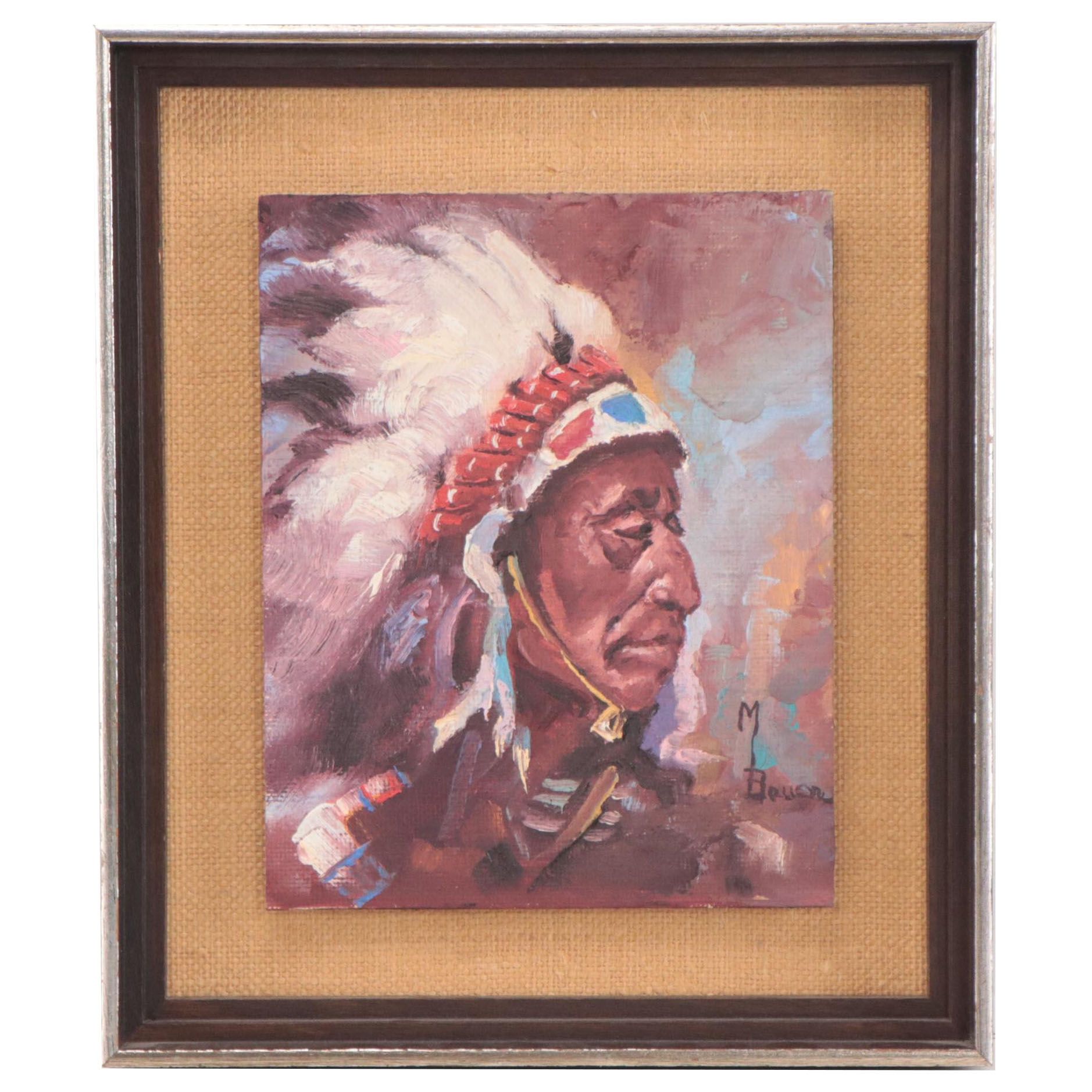 Oil Painting of Native American Portrait