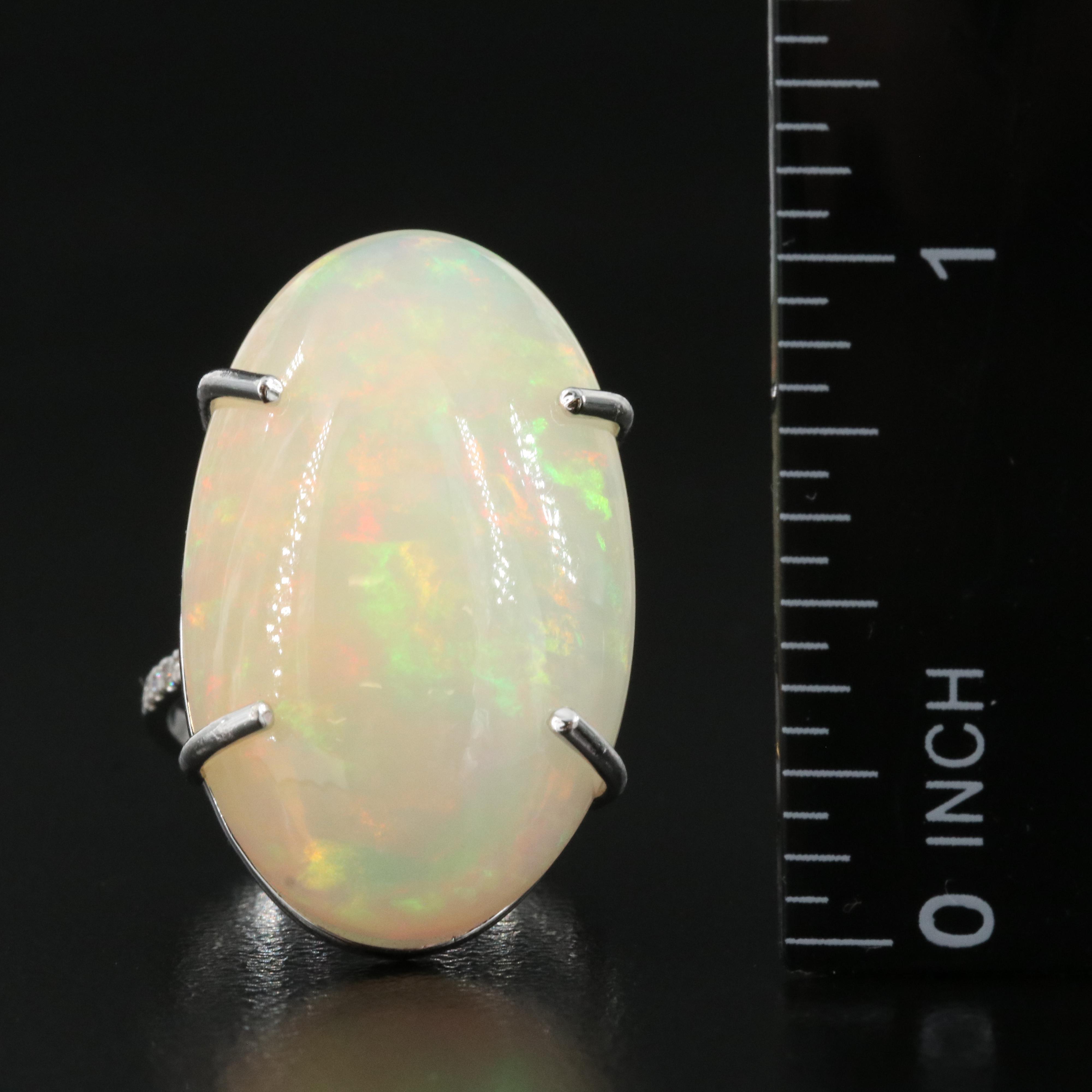 14K 21.76 CT Opal and Diamond Ring