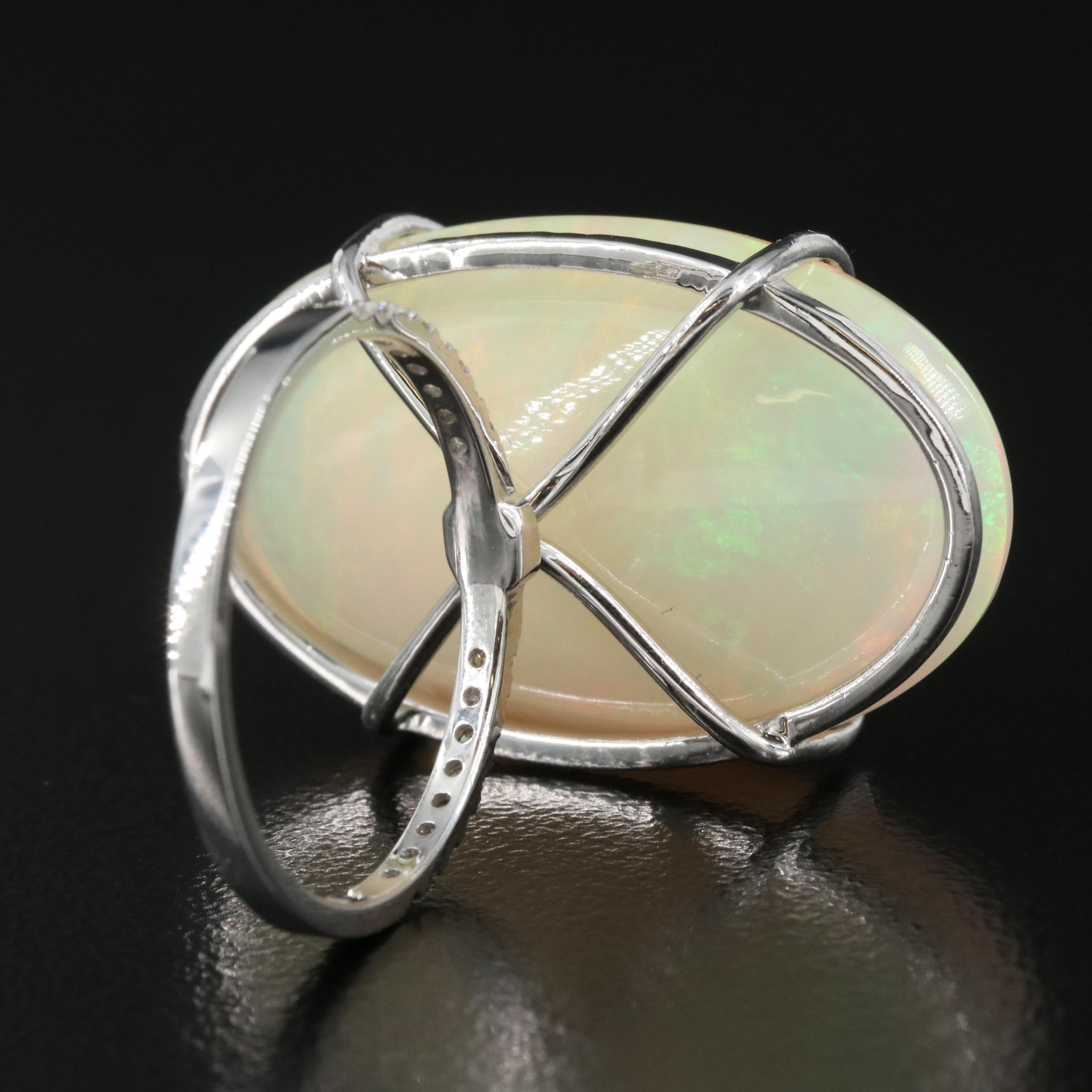 14K 21.76 CT Opal and Diamond Ring