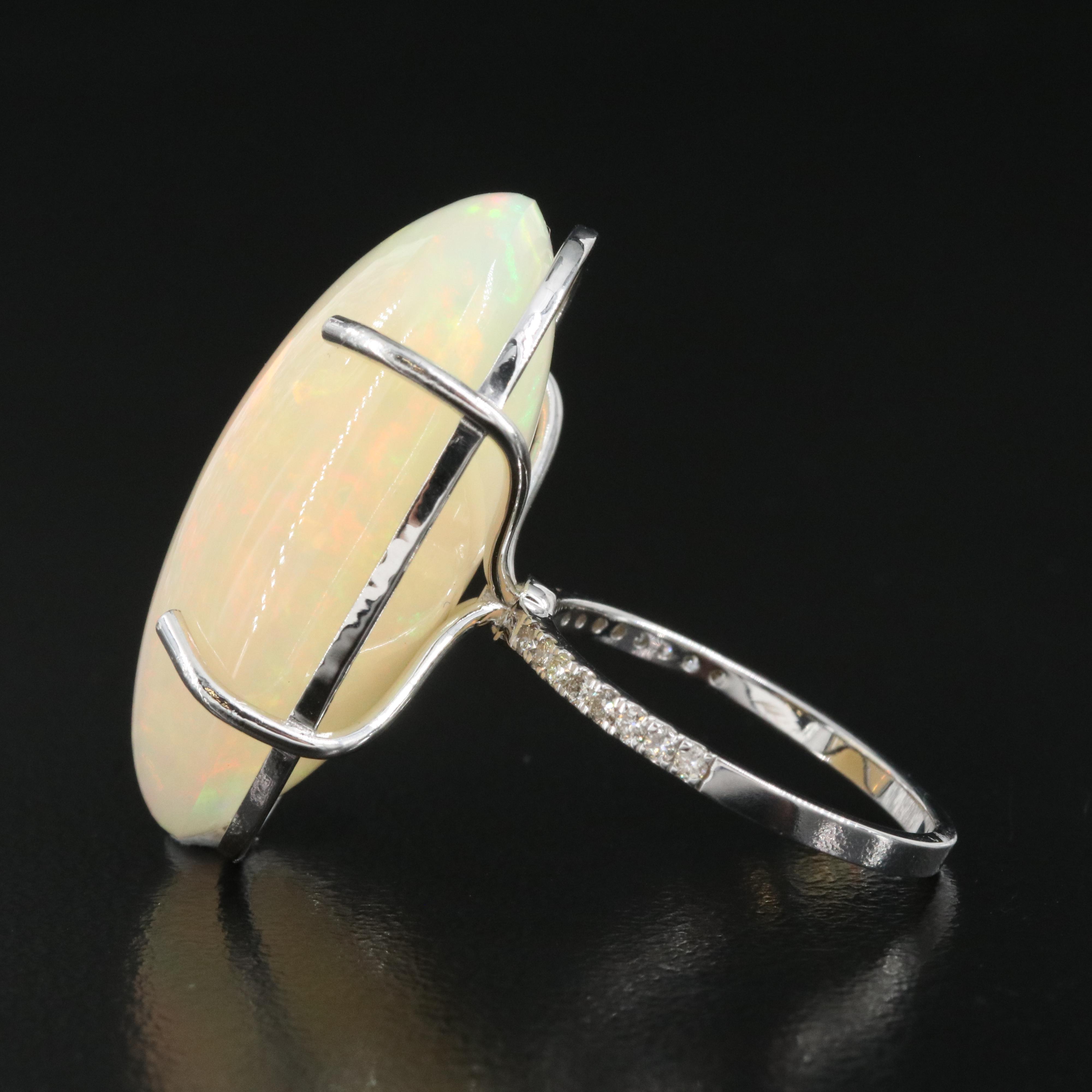 14K 21.76 CT Opal and Diamond Ring