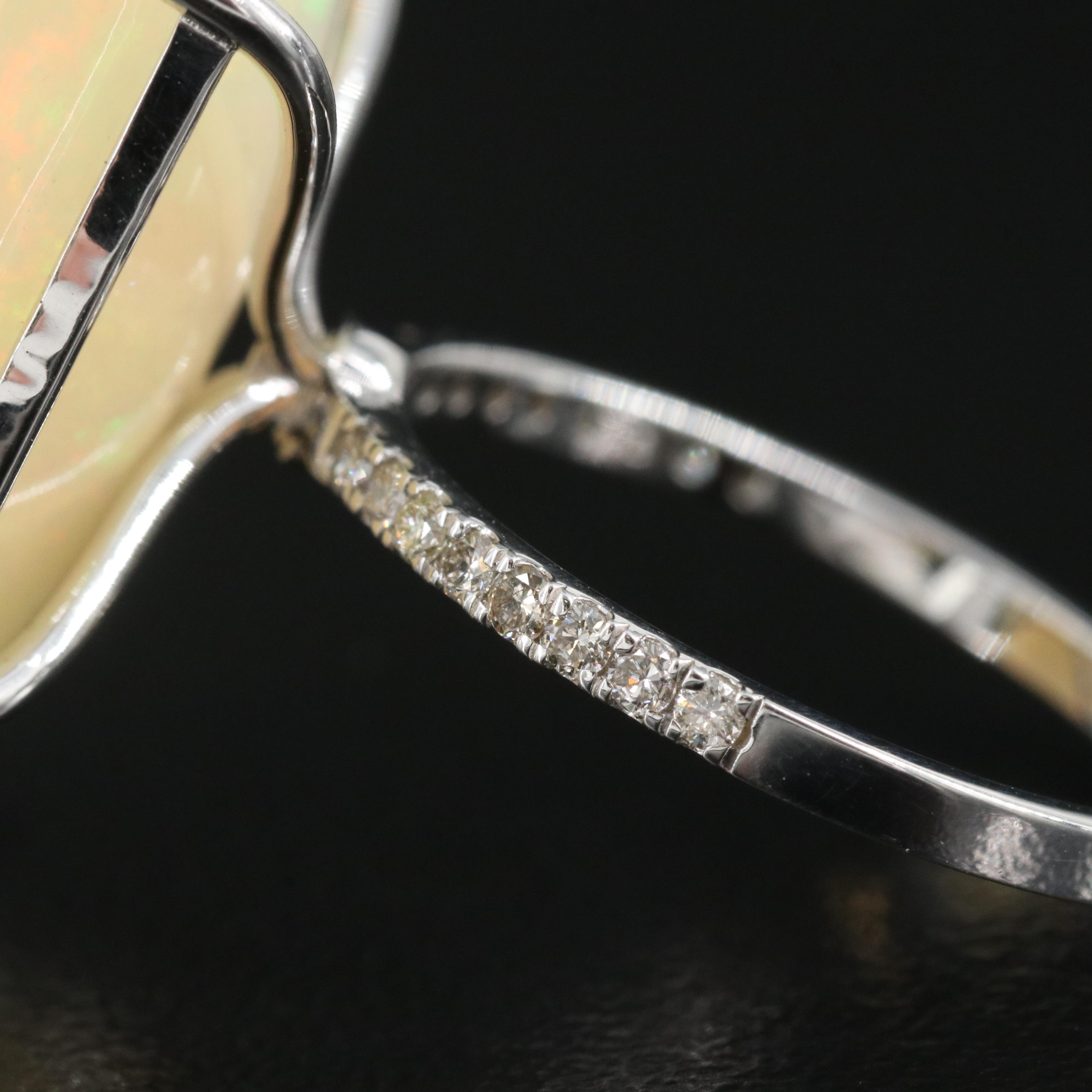 14K 21.76 CT Opal and Diamond Ring