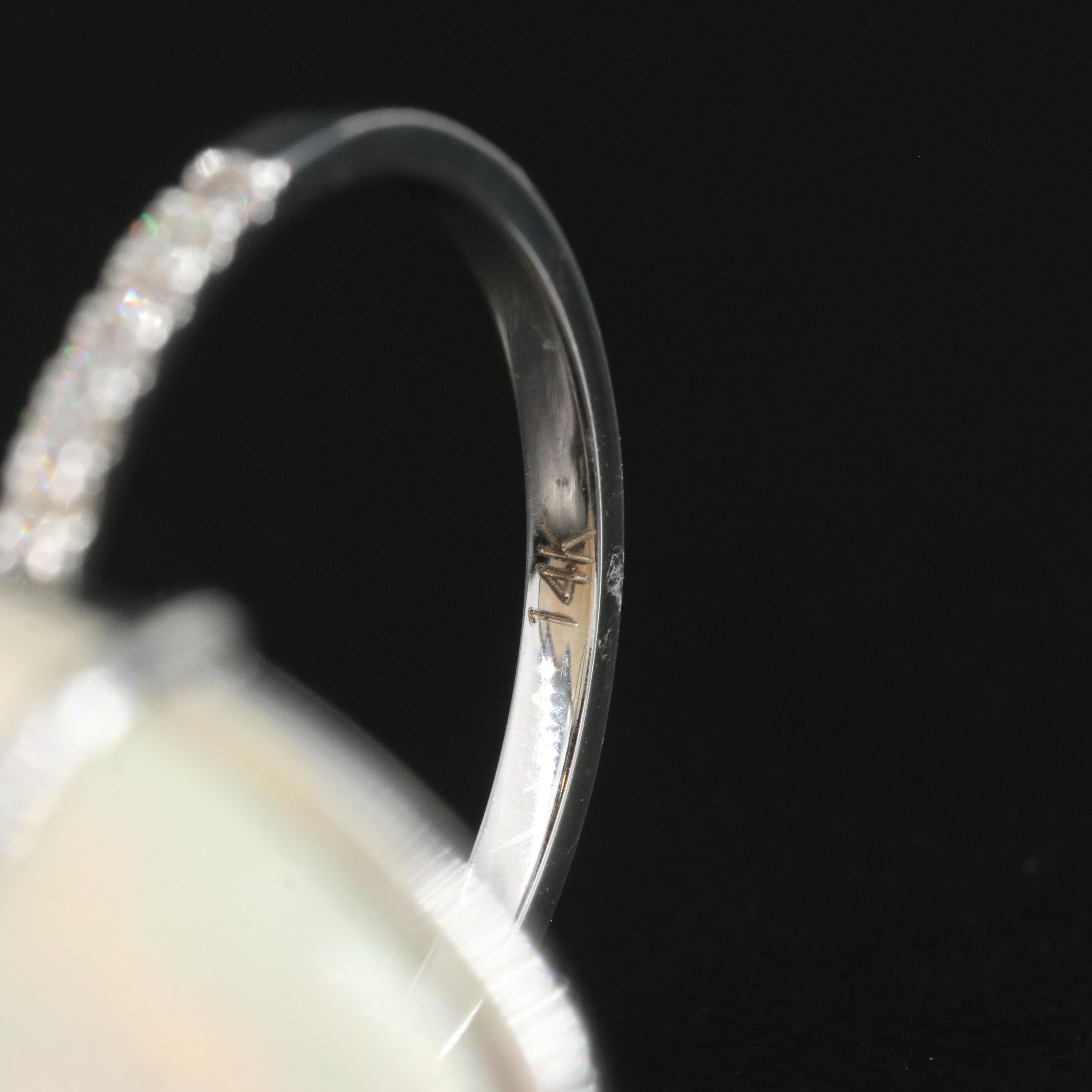 14K 21.76 CT Opal and Diamond Ring