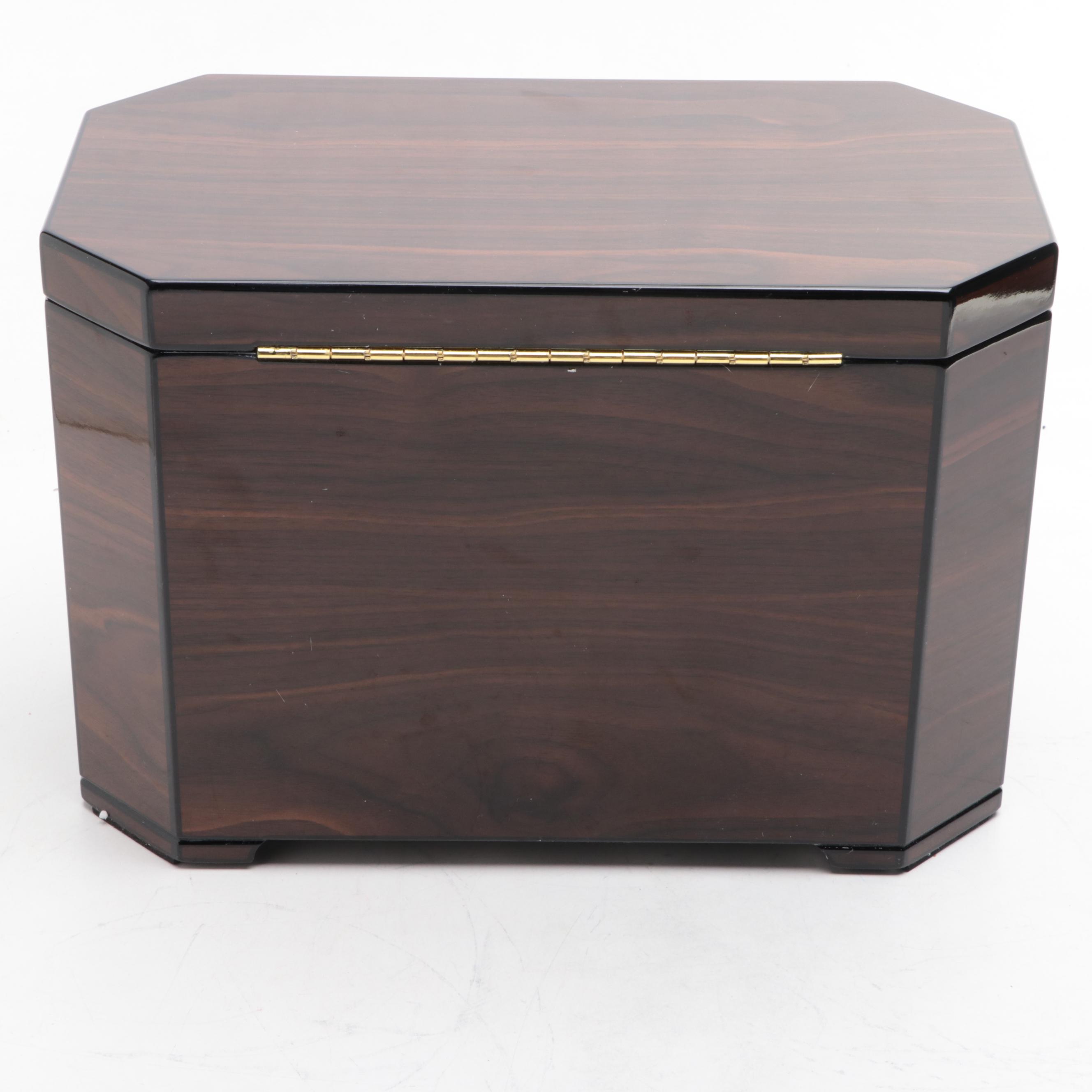 Woodgrain and Lacquered Veneer Jewelry Box
