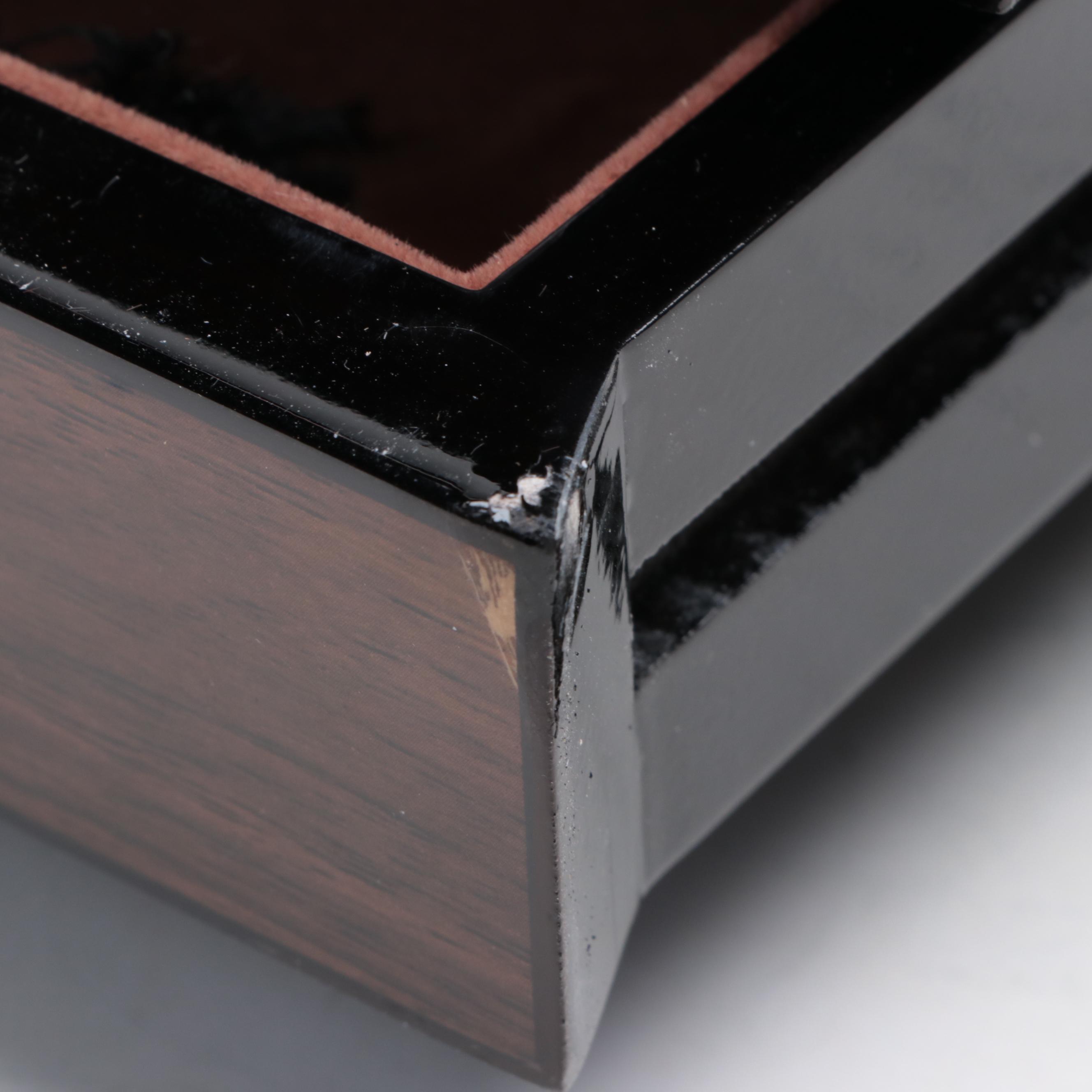 Woodgrain and Lacquered Veneer Jewelry Box