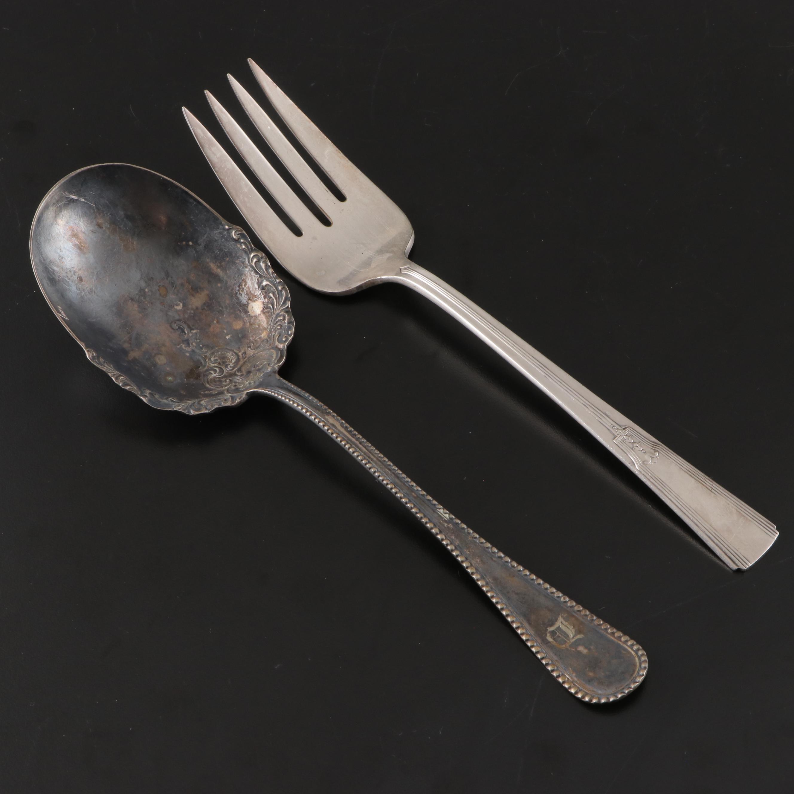 Wm. Rogers Mfg. Art Deco Style Silver Plate Flatware with Other Silver Flatware