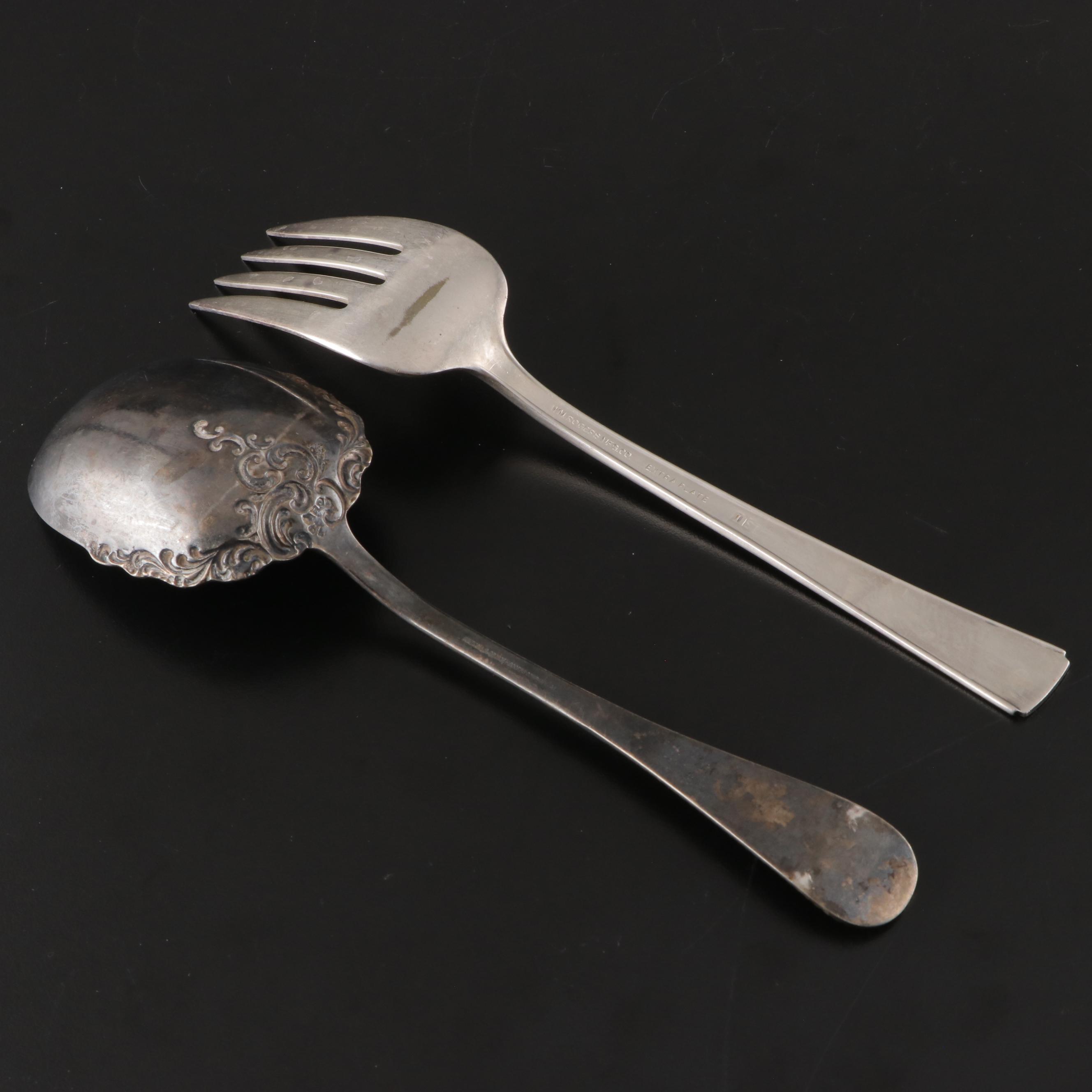 Wm. Rogers Mfg. Art Deco Style Silver Plate Flatware with Other Silver Flatware