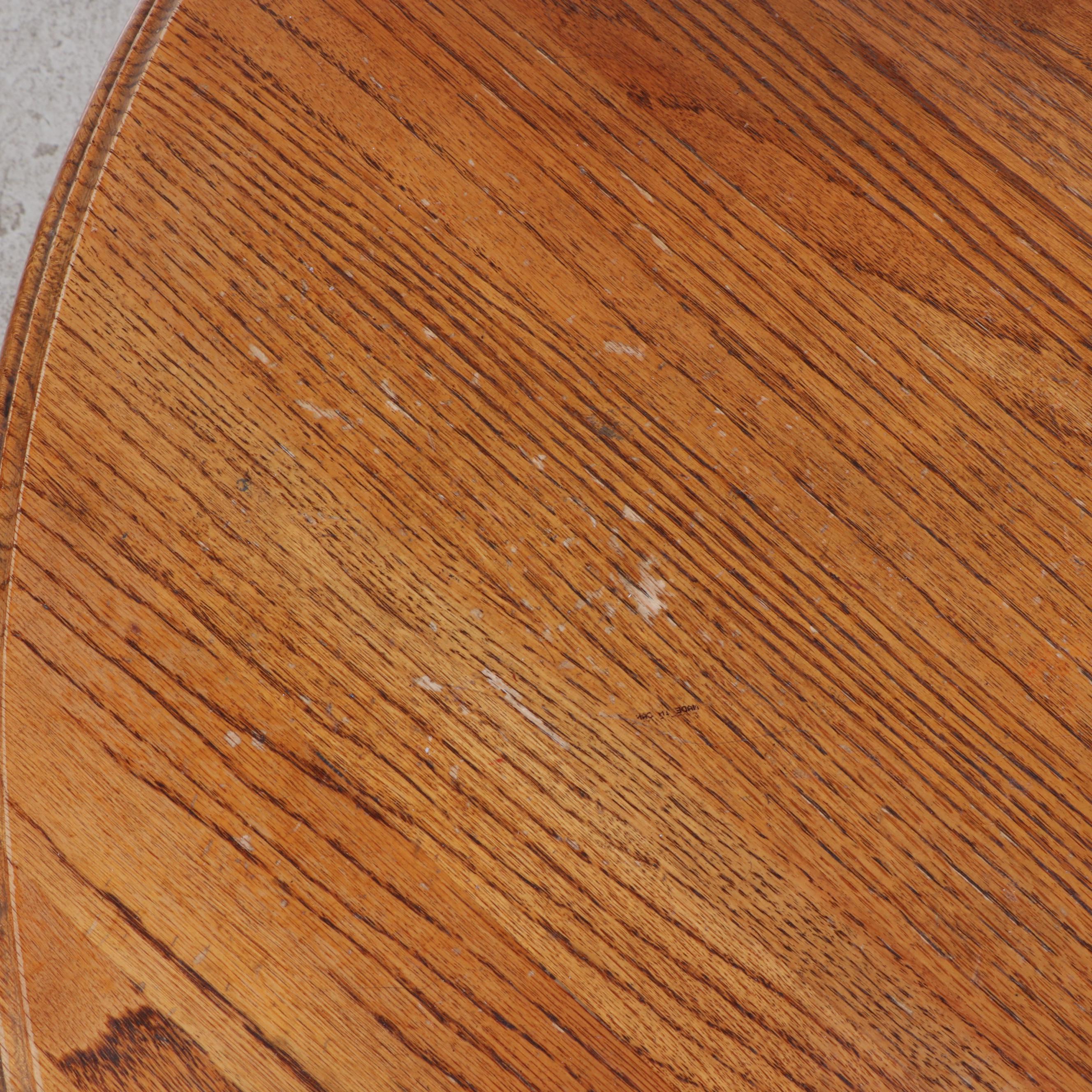 Victorian Style Oak Pedestal Dining Table with Six Windsor Chairs