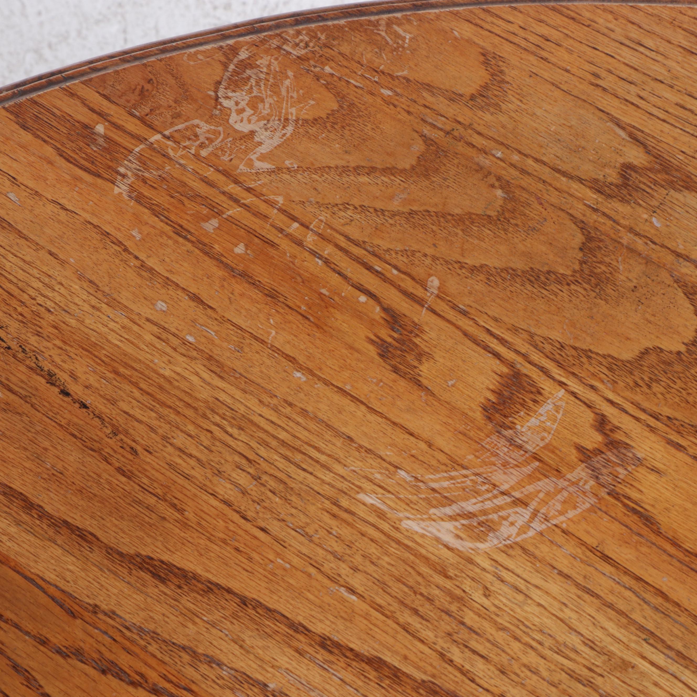 Victorian Style Oak Pedestal Dining Table with Six Windsor Chairs