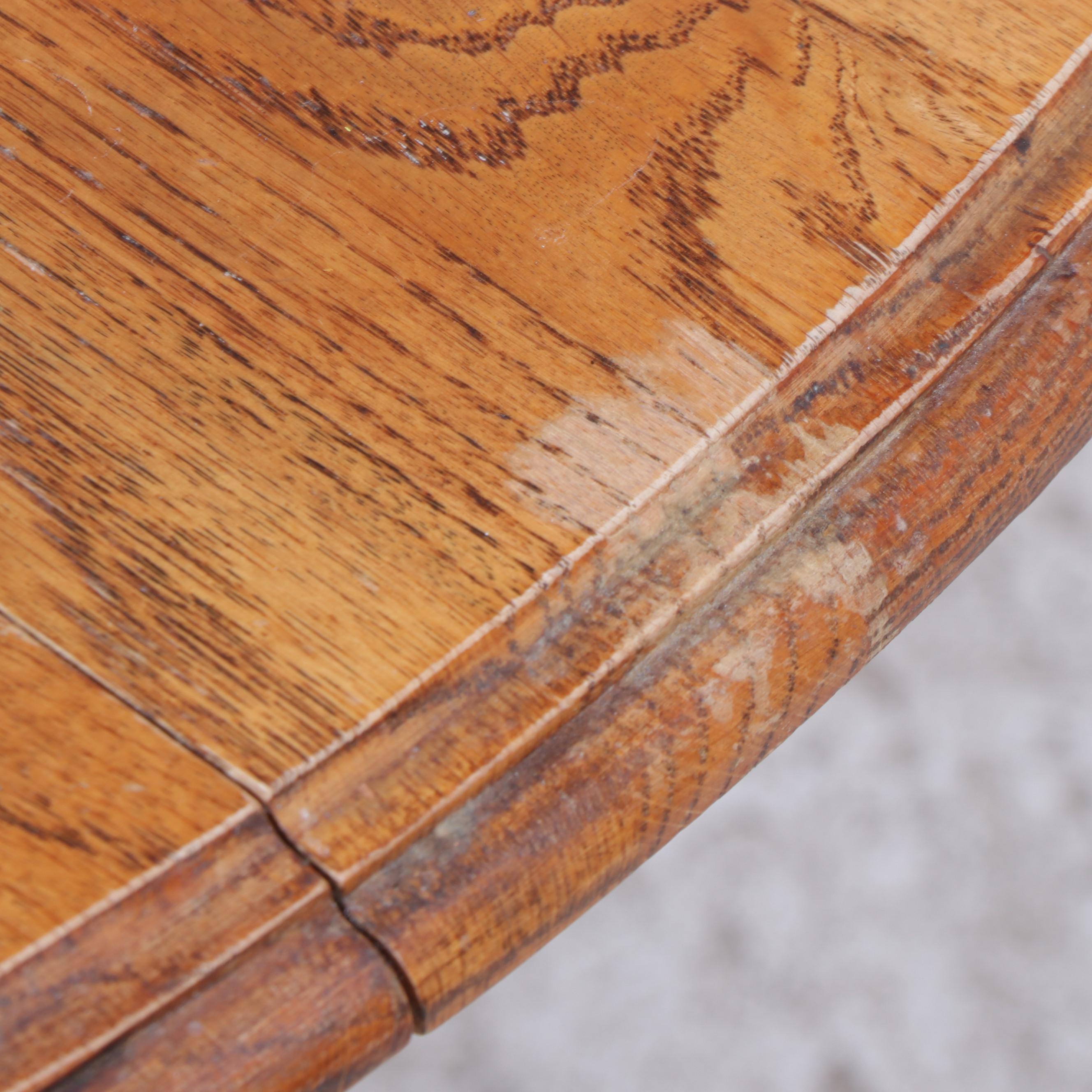 Victorian Style Oak Pedestal Dining Table with Six Windsor Chairs