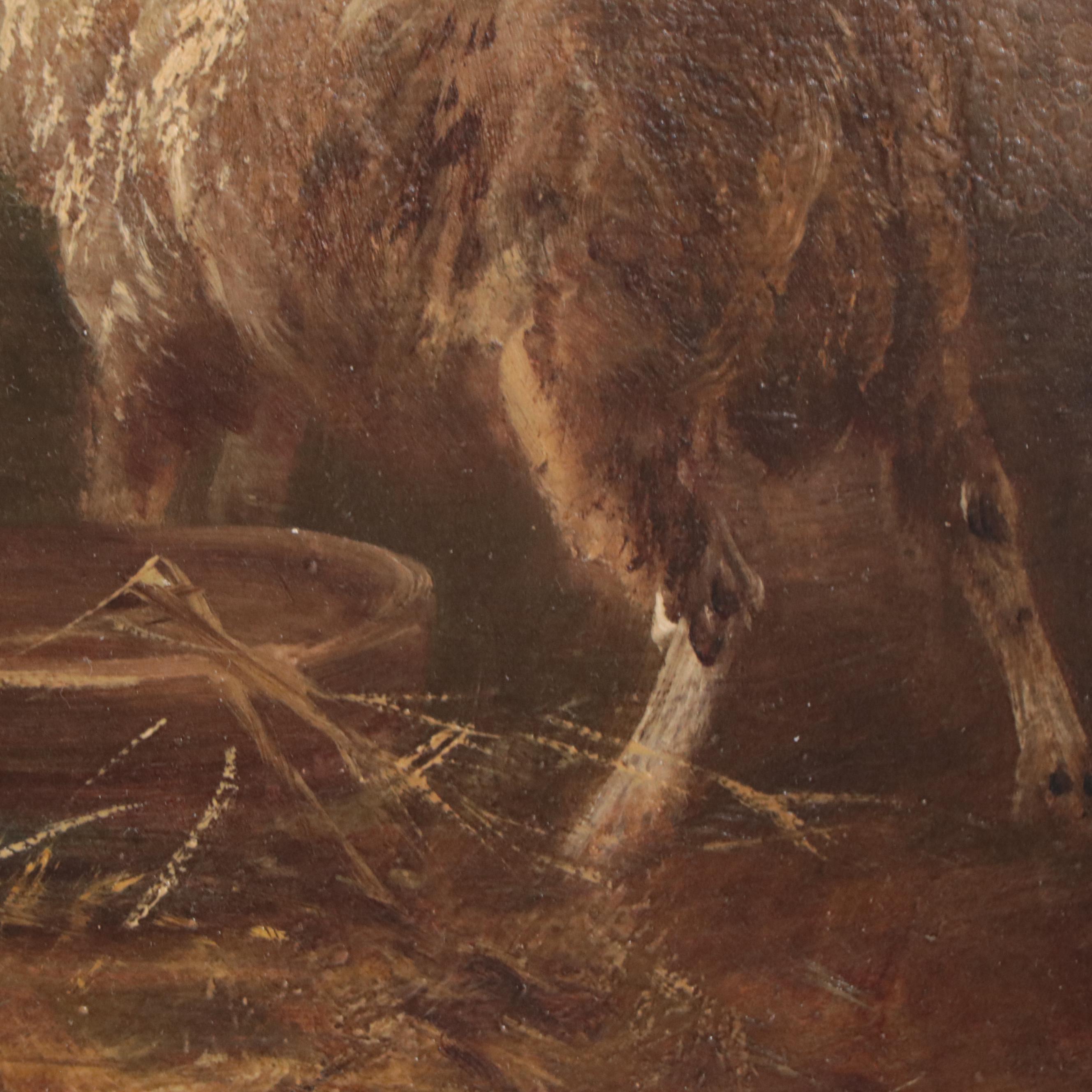 Oil Painting of Sheep In Barn