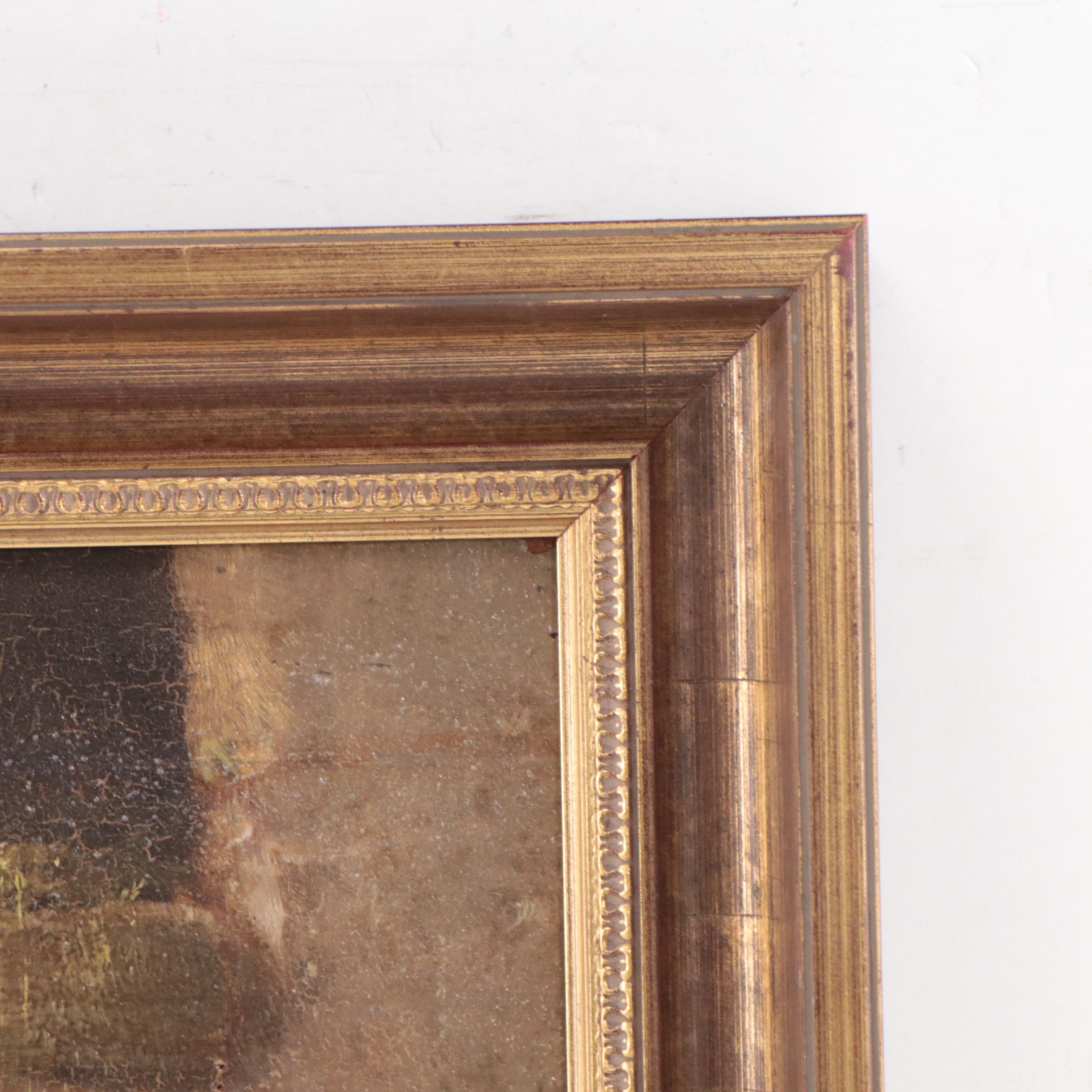 Oil Painting of Sheep In Barn