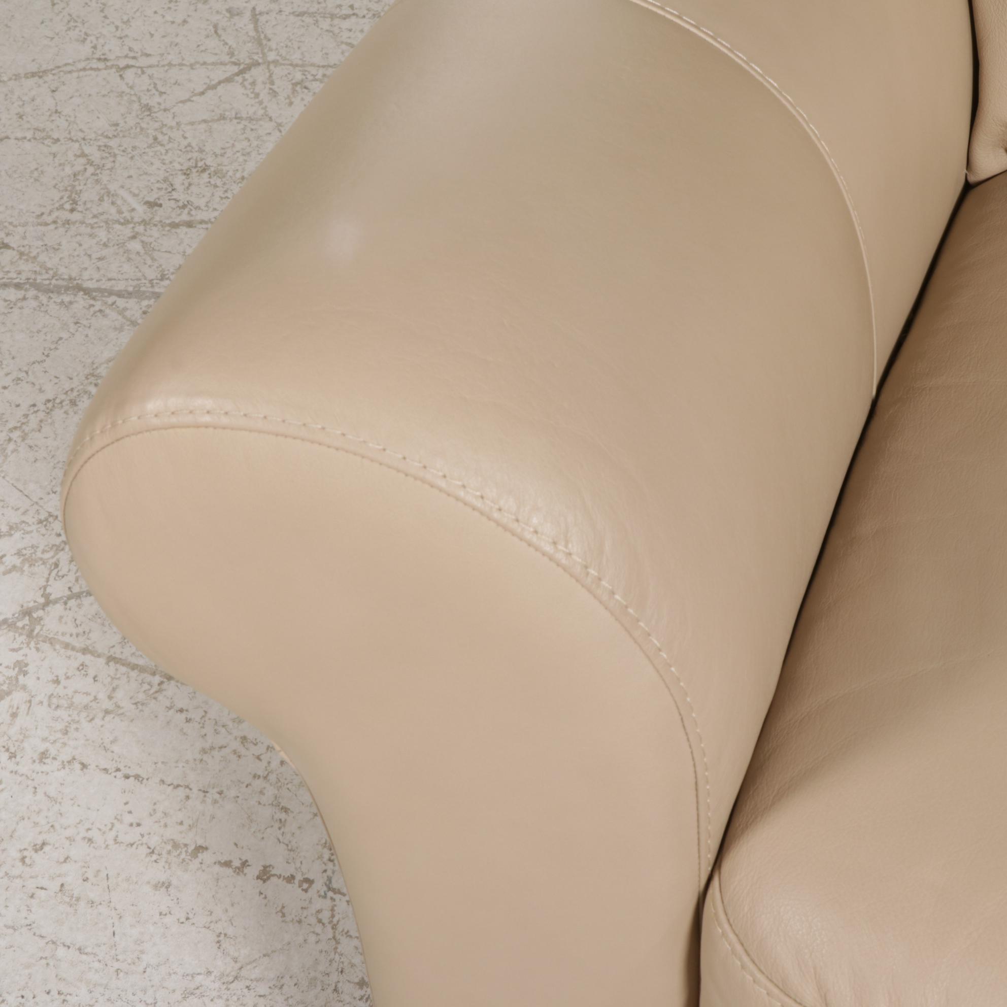 Contemporary Italsofa Leather Upholstered Armchair and Ottoman