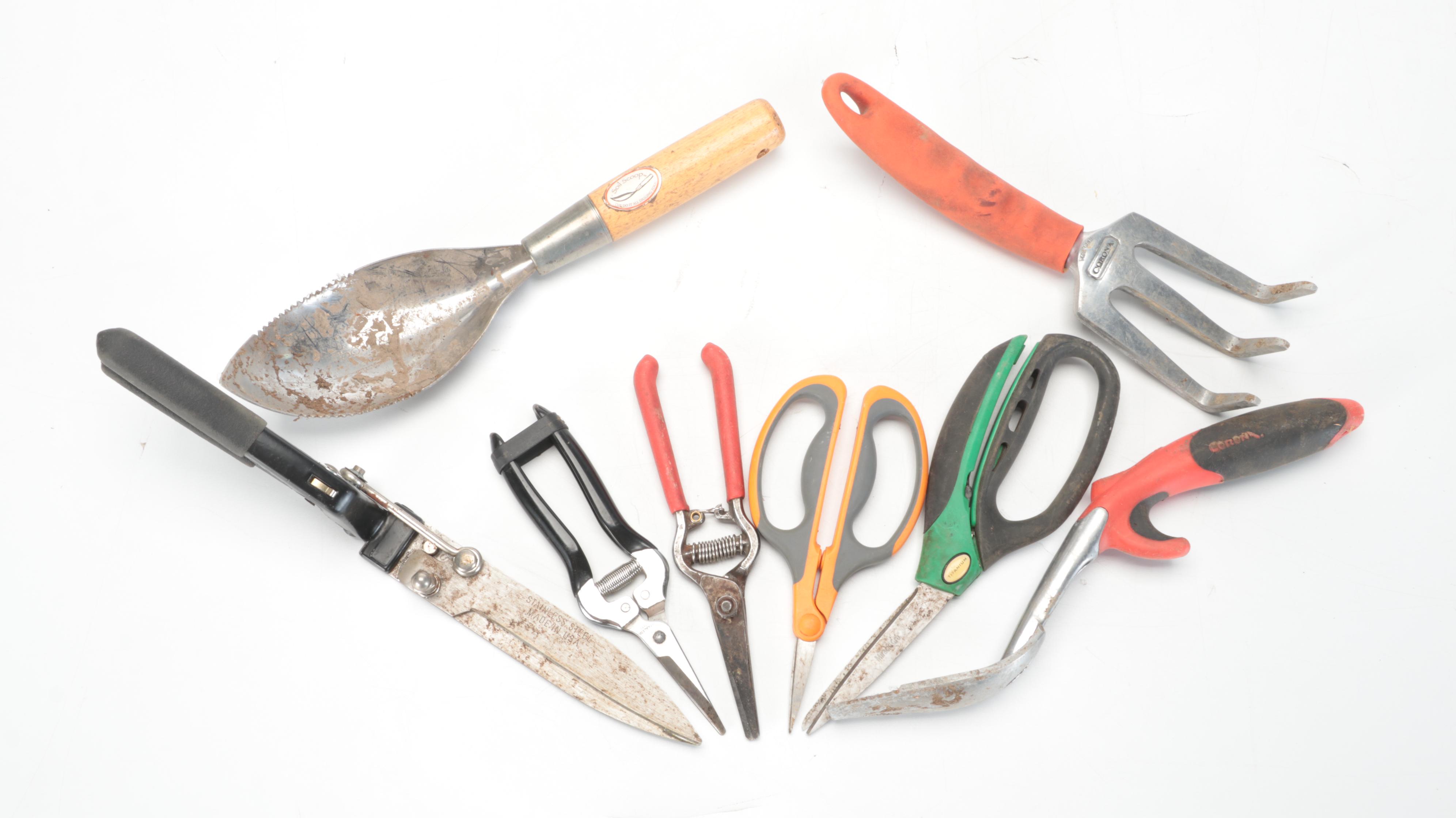 Gardening and Hand Tools With Lantern