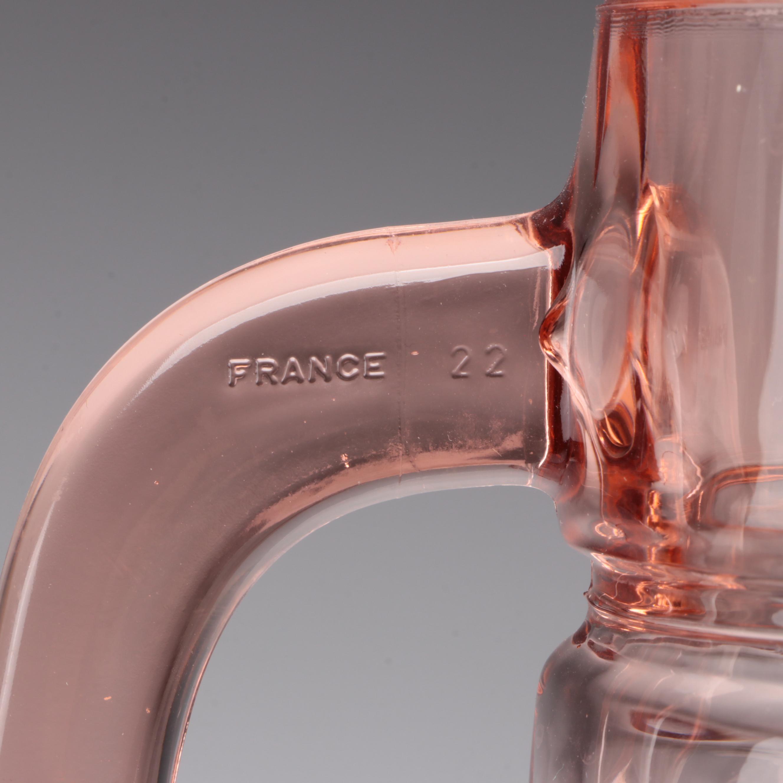 Cristal D'Arques-Durand "Rosaline Pink" Swirl Optic Glass Tableware