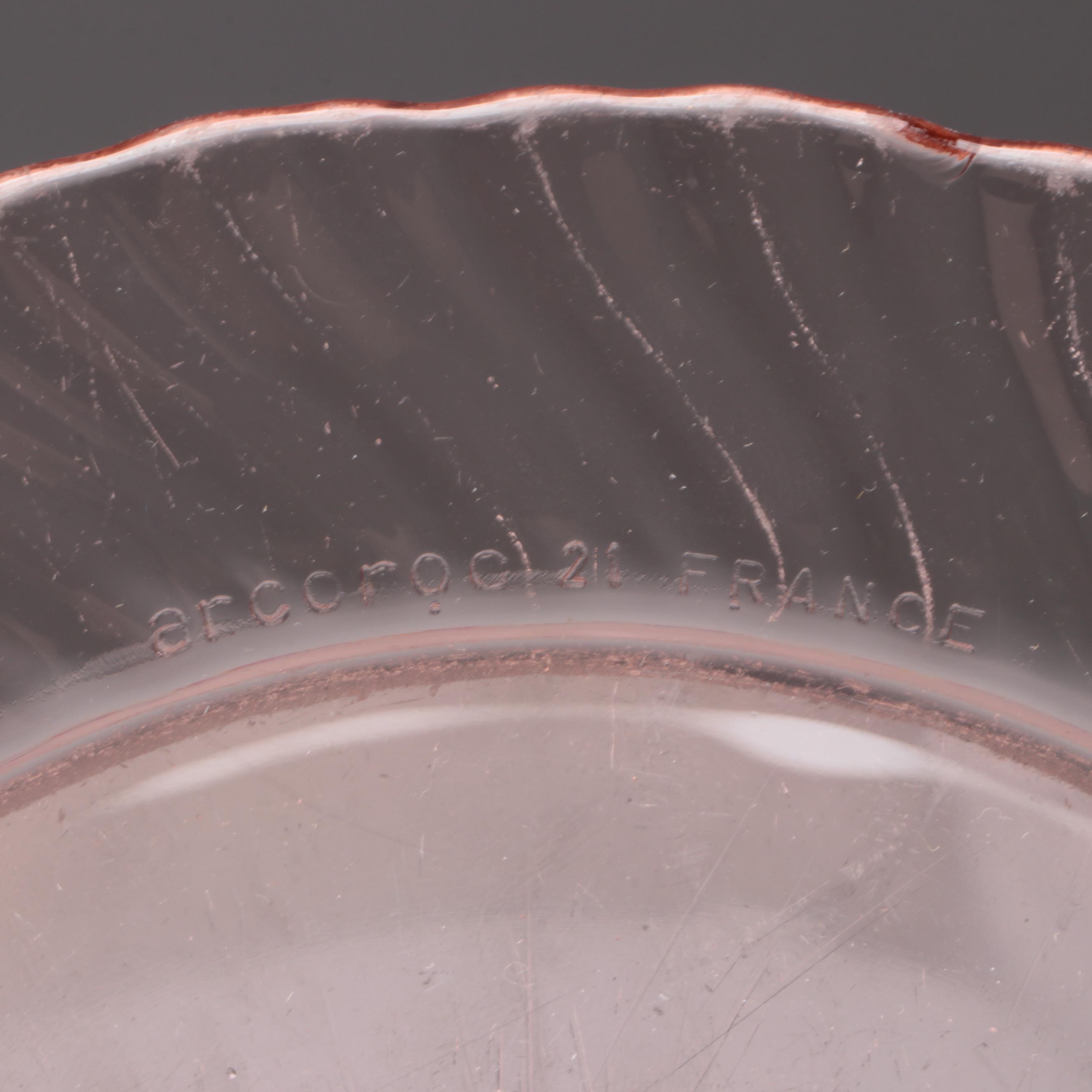 Cristal D'Arques-Durand "Rosaline Pink" Swirl Optic Glass Tableware