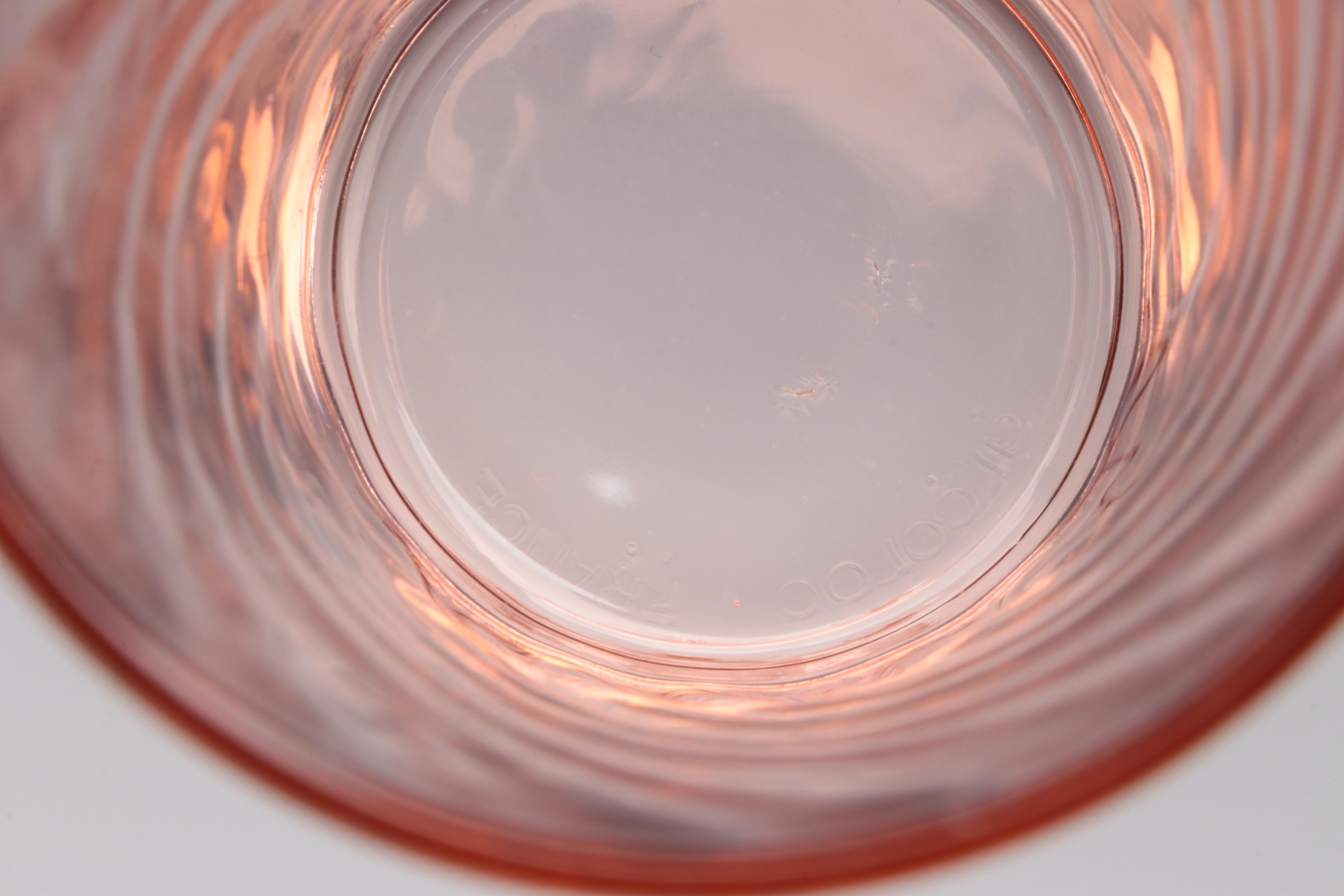 Cristal D'Arques-Durand "Rosaline Pink" Swirl Optic Glass Tableware