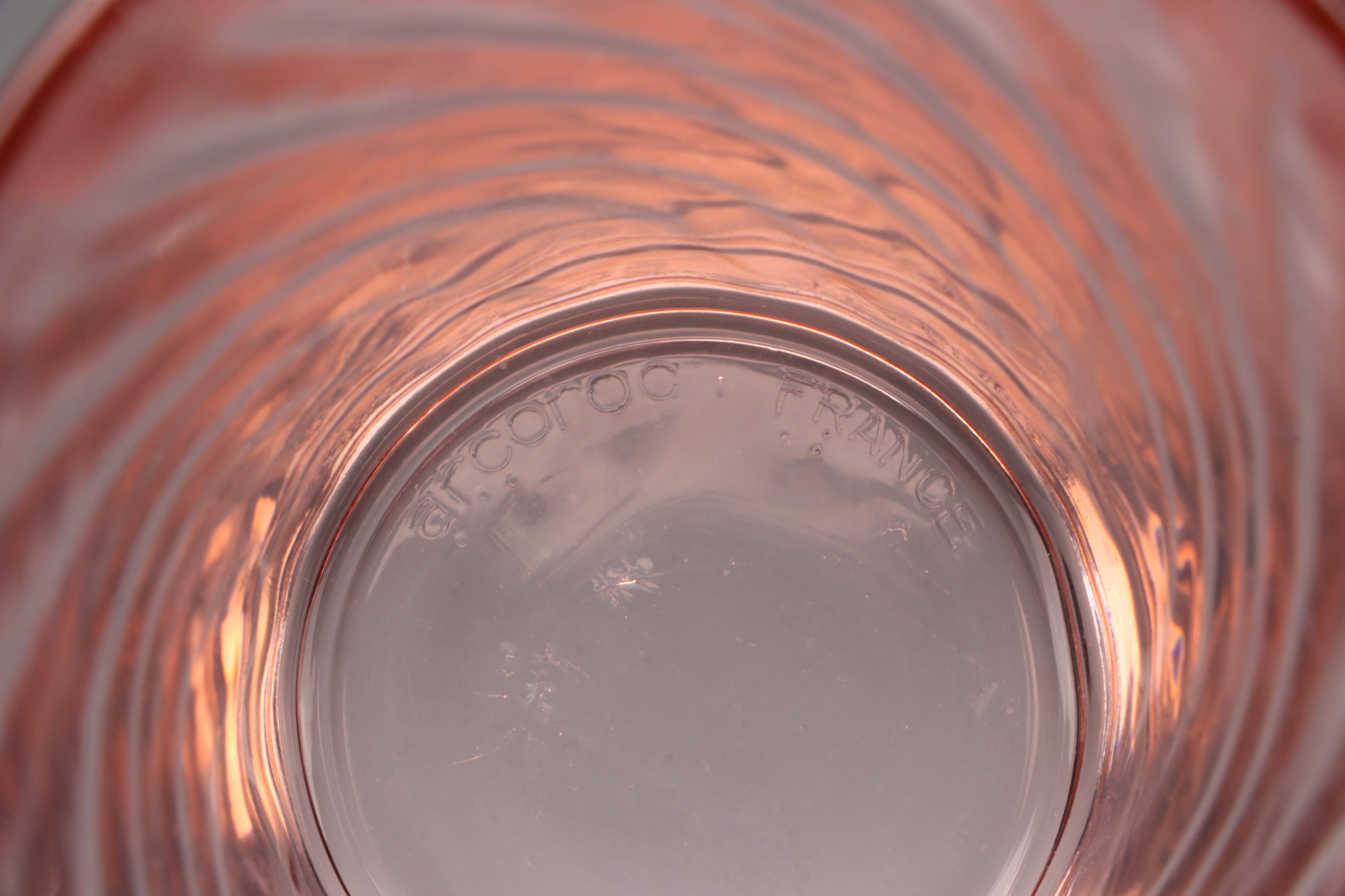 Cristal D'Arques-Durand "Rosaline Pink" Swirl Optic Glass Tableware