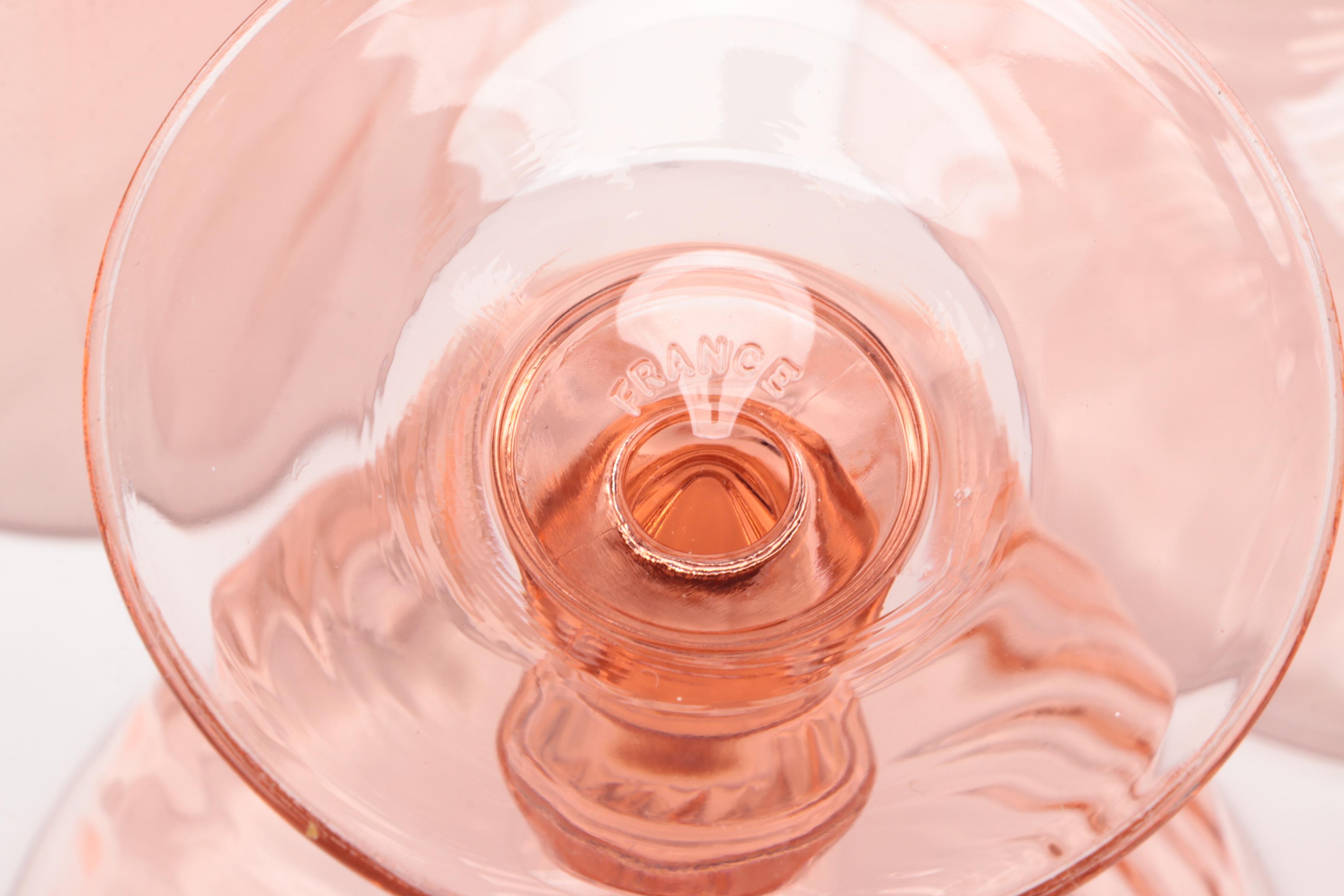 Cristal D'Arques-Durand "Rosaline Pink" Swirl Optic Glass Tableware